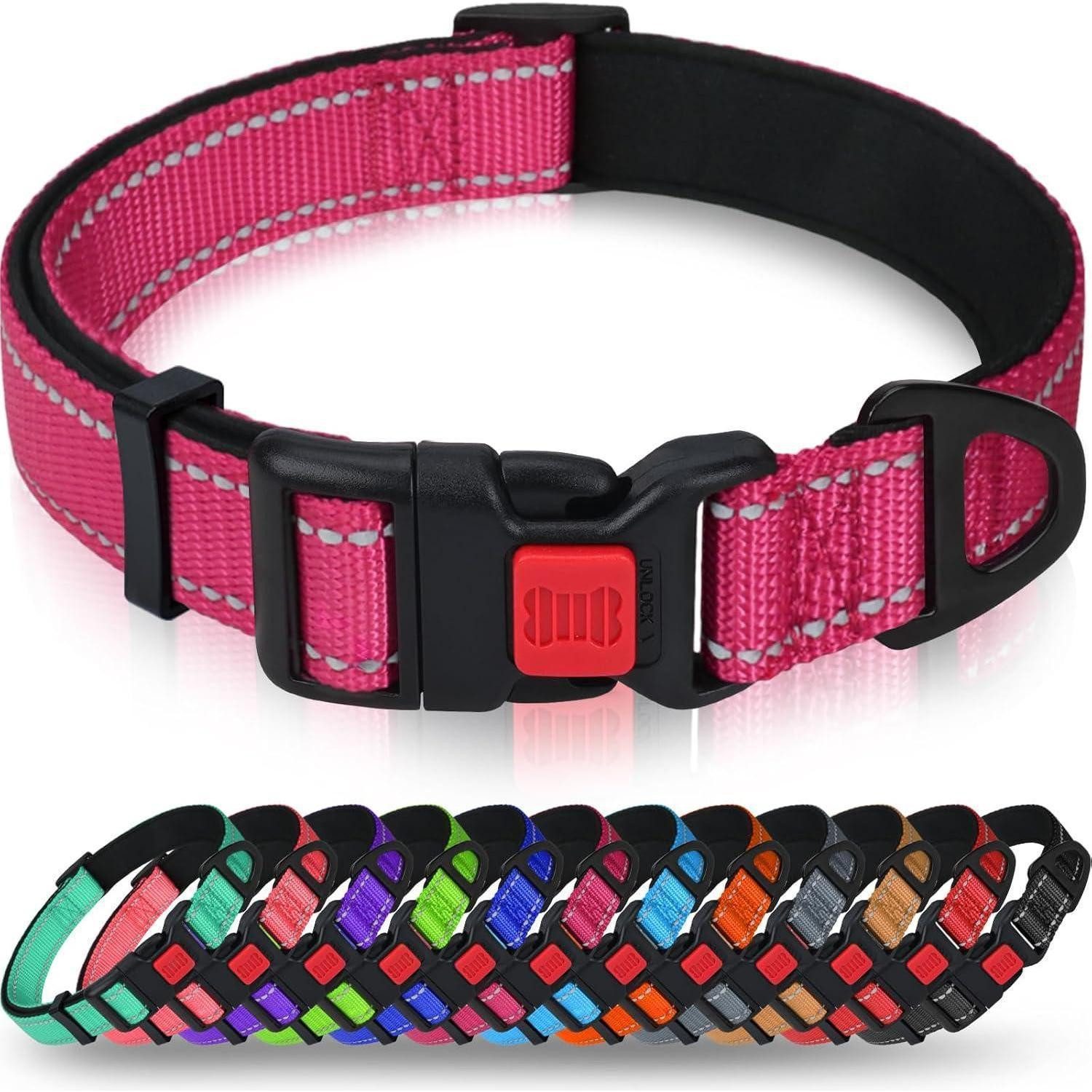 LuxusKollektion Hunde-Halsband Hundehalsband Neopren Gepolstert L Hot Pink