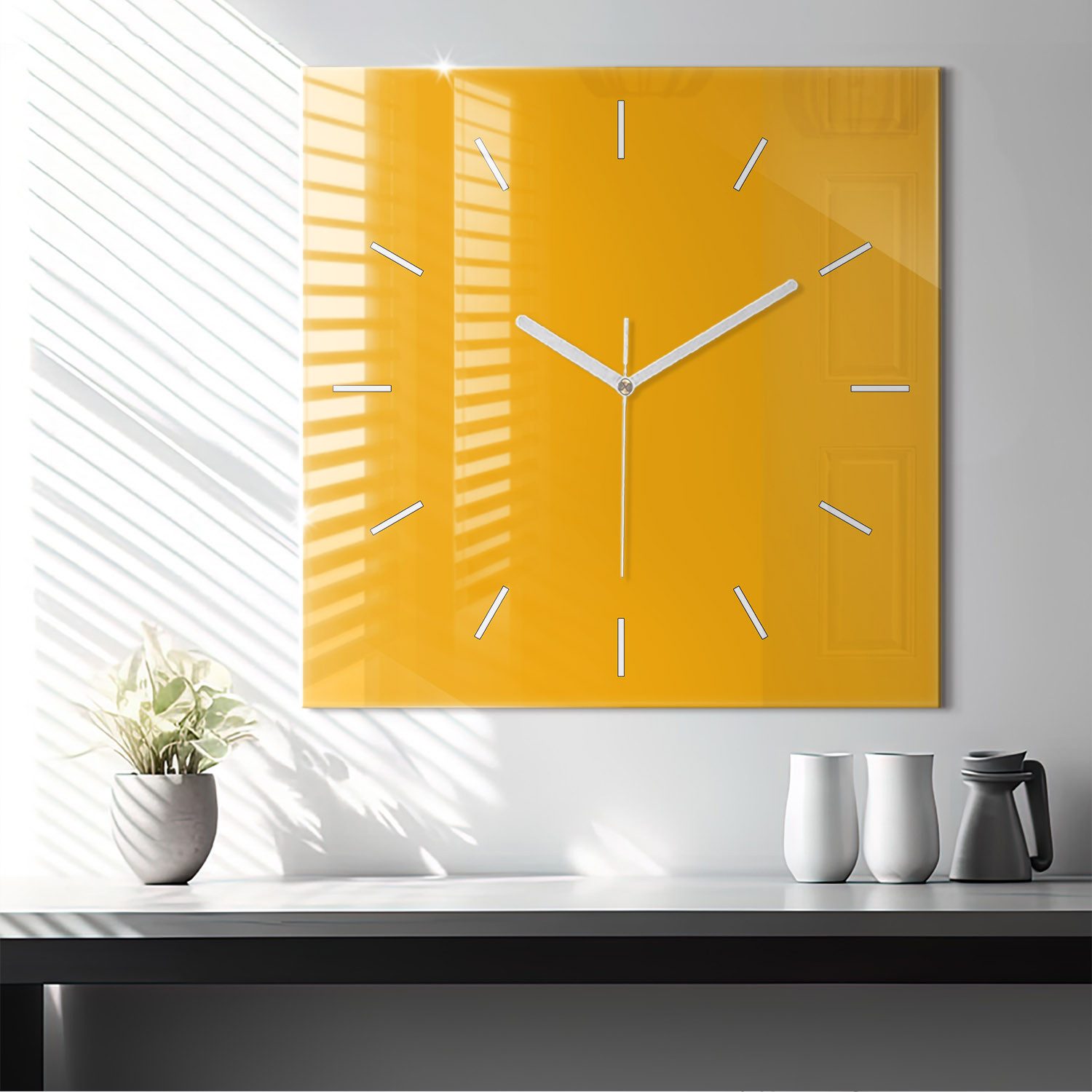 Tulup Wanduhr Wanduhr Modernistische Glaswanduhr 60x60cm Uhr aus gehärtetem Glas