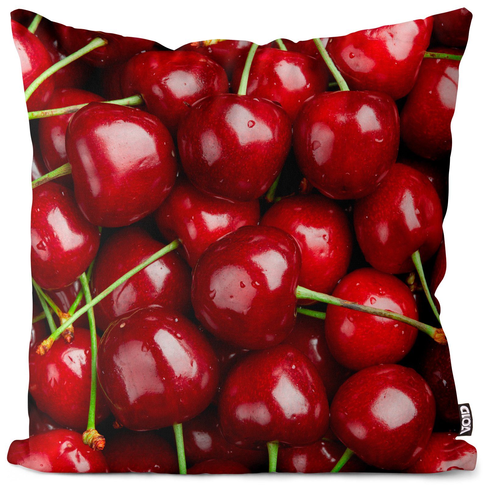 Kissenbezug, VOID (1 Stück), Sofa-Kissen Kirsche Obst Sommer Küche Garten Kirschbaum Kirschkuchen Garten Markt Einkaufen frisch Rot Essen Steinfrucht Früchte