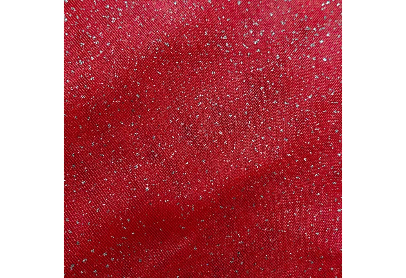 Thumbnail - maDDma Stoff Tüll mit Glitzer Fasching Kostümstoff 1 x 1,5 m Meterware, 016 - rot / silber