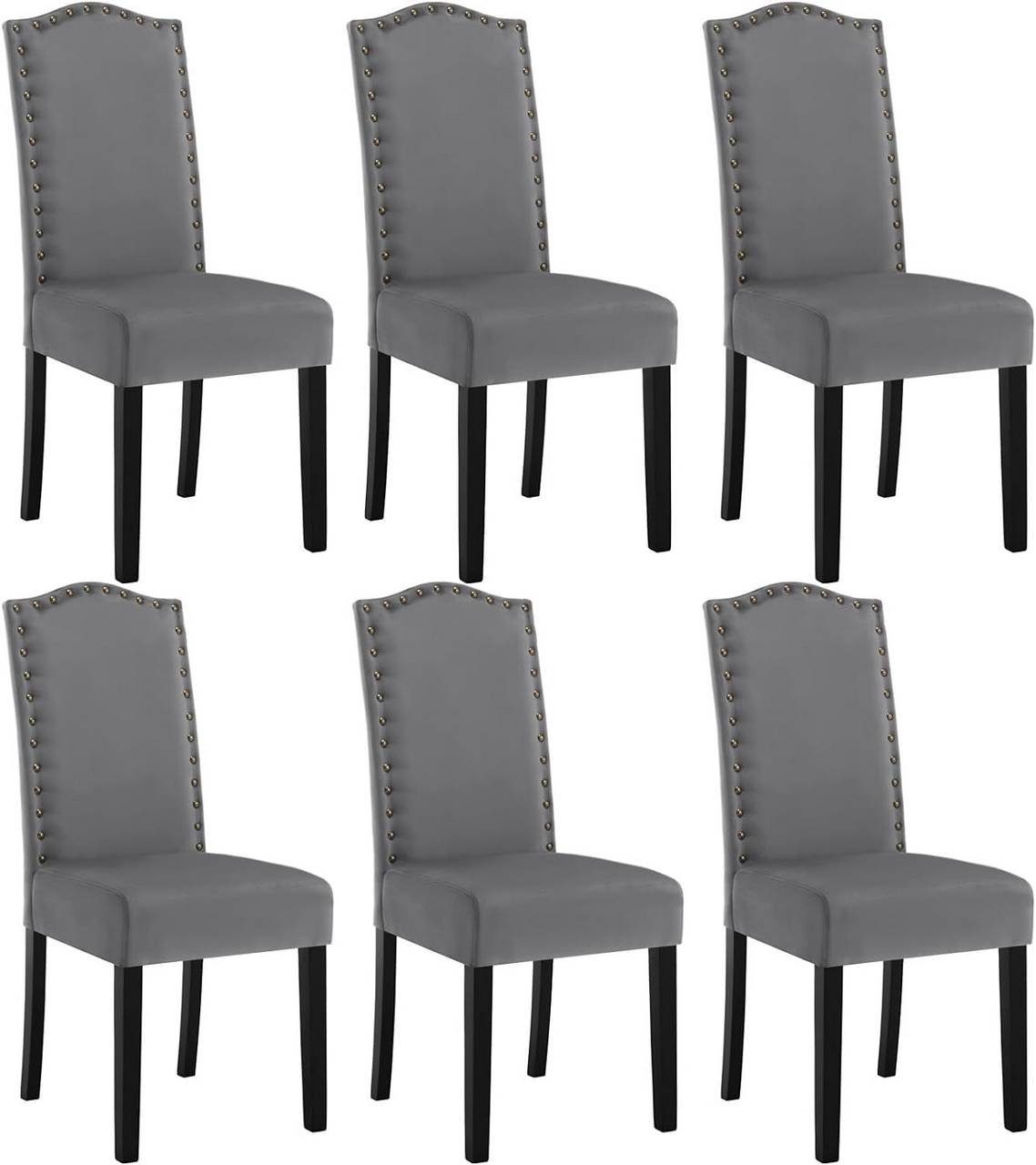 Woltu 4-Fußstuhl (Set, 6 St), Esszimmerstühle mit Rückenlehne, Samtbezug günstig online kaufen