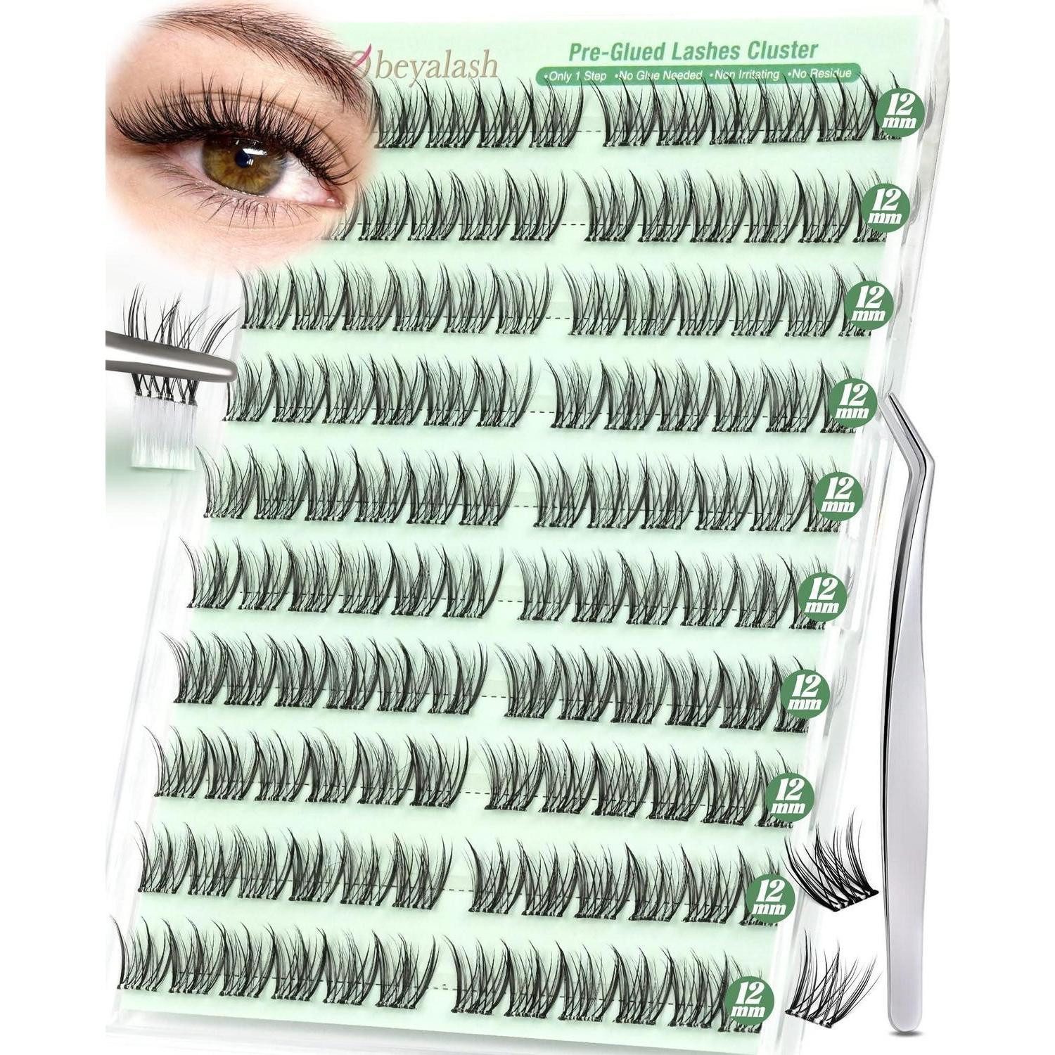 LuxusKollektion Einzelwimpern Selbstklebende Wimpern Cluster C-Form 12mm
