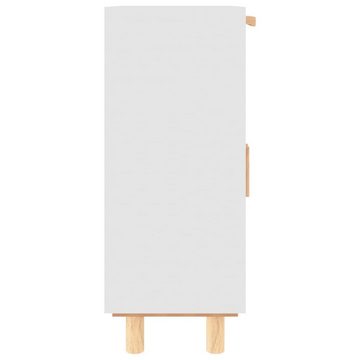 furnicato Sideboard Weiß 60x30x75 cm Massivholz Kiefer und Natur-Rattan