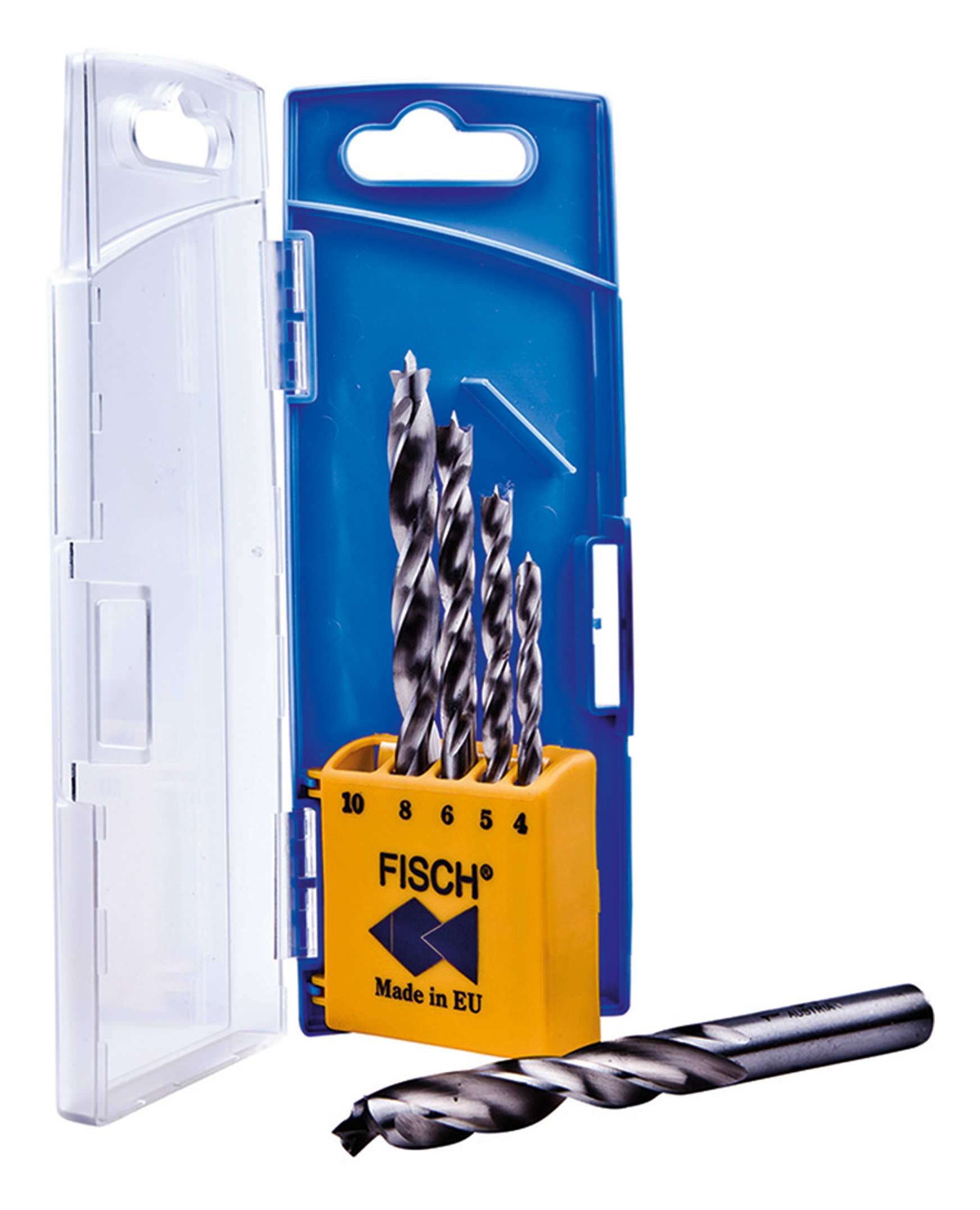 Fisch Holzbohrer, (5-tlg), Holzspiralbohrer Satz HSS Profi 5tlg. 4 - 10 mm R