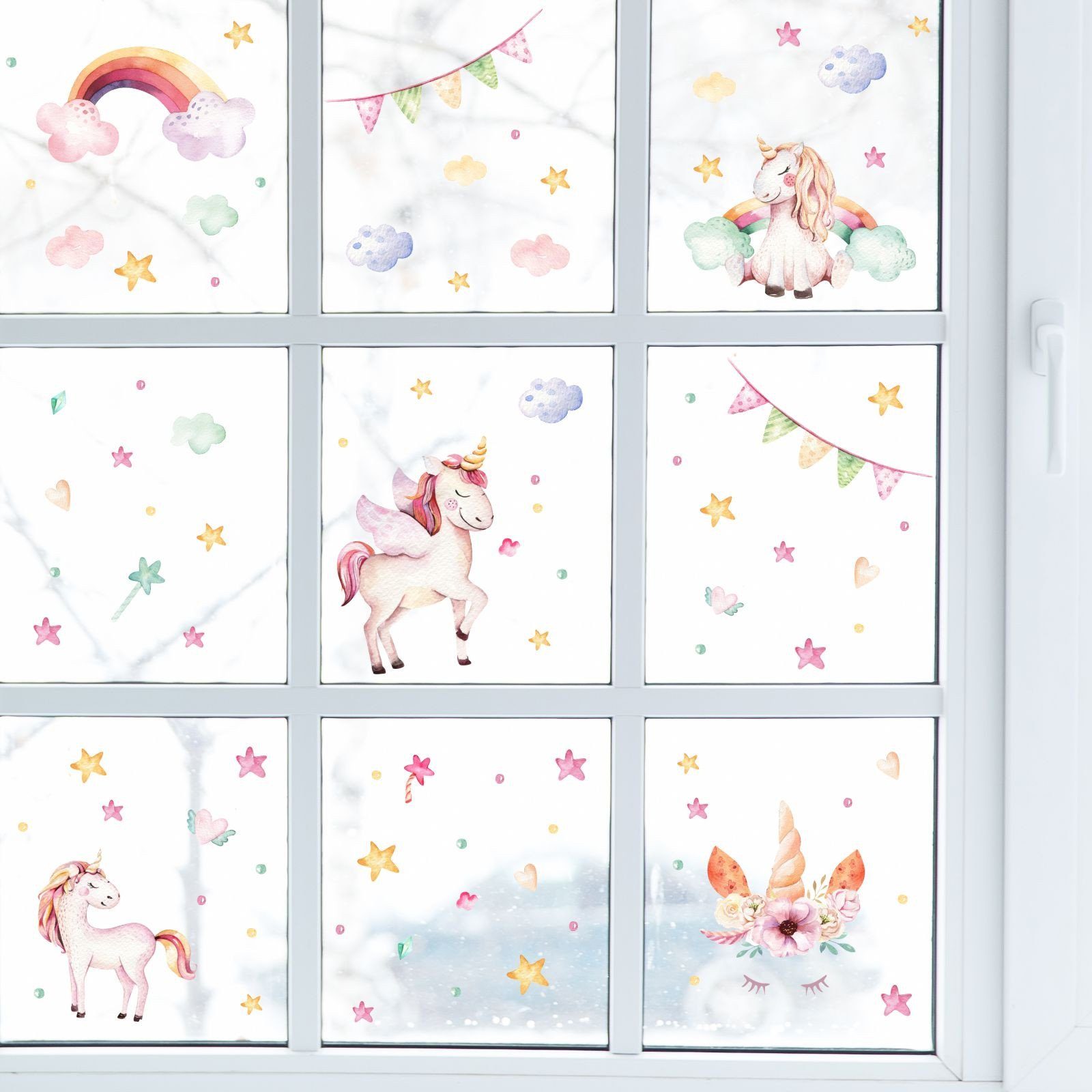 Fensterbild selbstklebend Fensterbilder Einhorn nikima