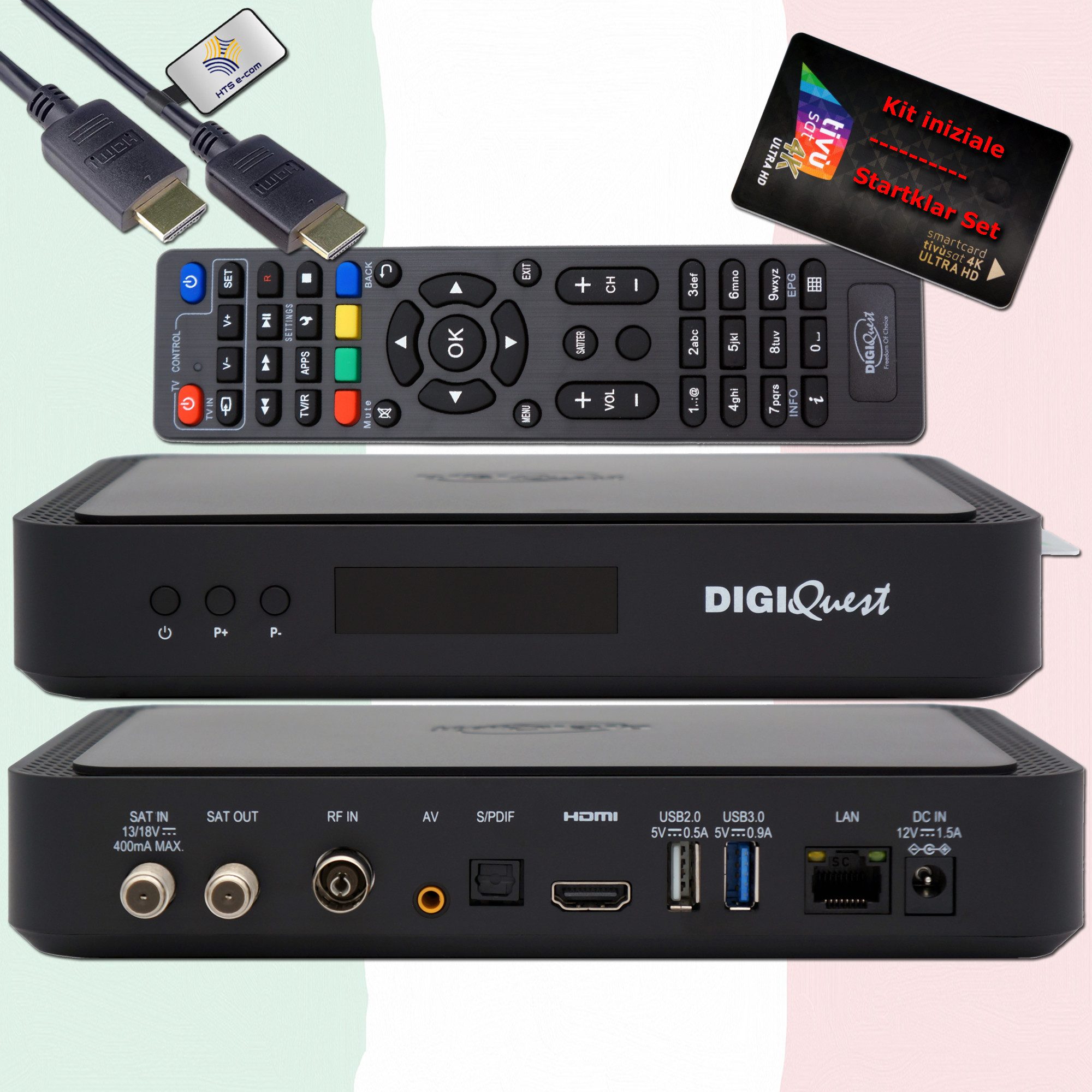 DIGIQuest TiVuSat Smartcard Schwarz aktiviert + DIGIQuest Q99 4K Sat-Receiver SAT-Receiver