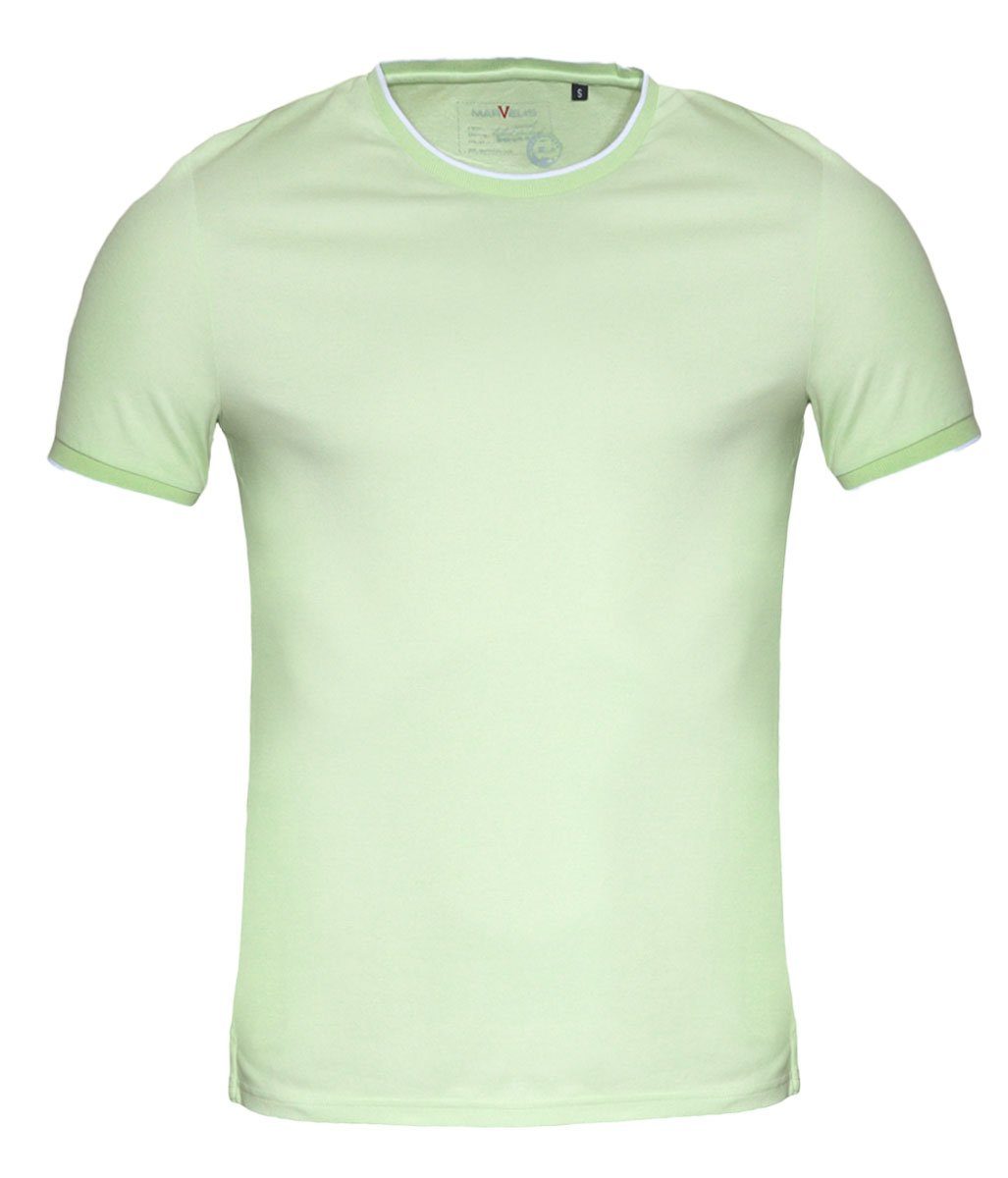 - Einfarbig Fit Quick-Dry - MARVELIS T-Shirt T-Shirt Hellgrün Casual (1-tlg) - Rundhals -
