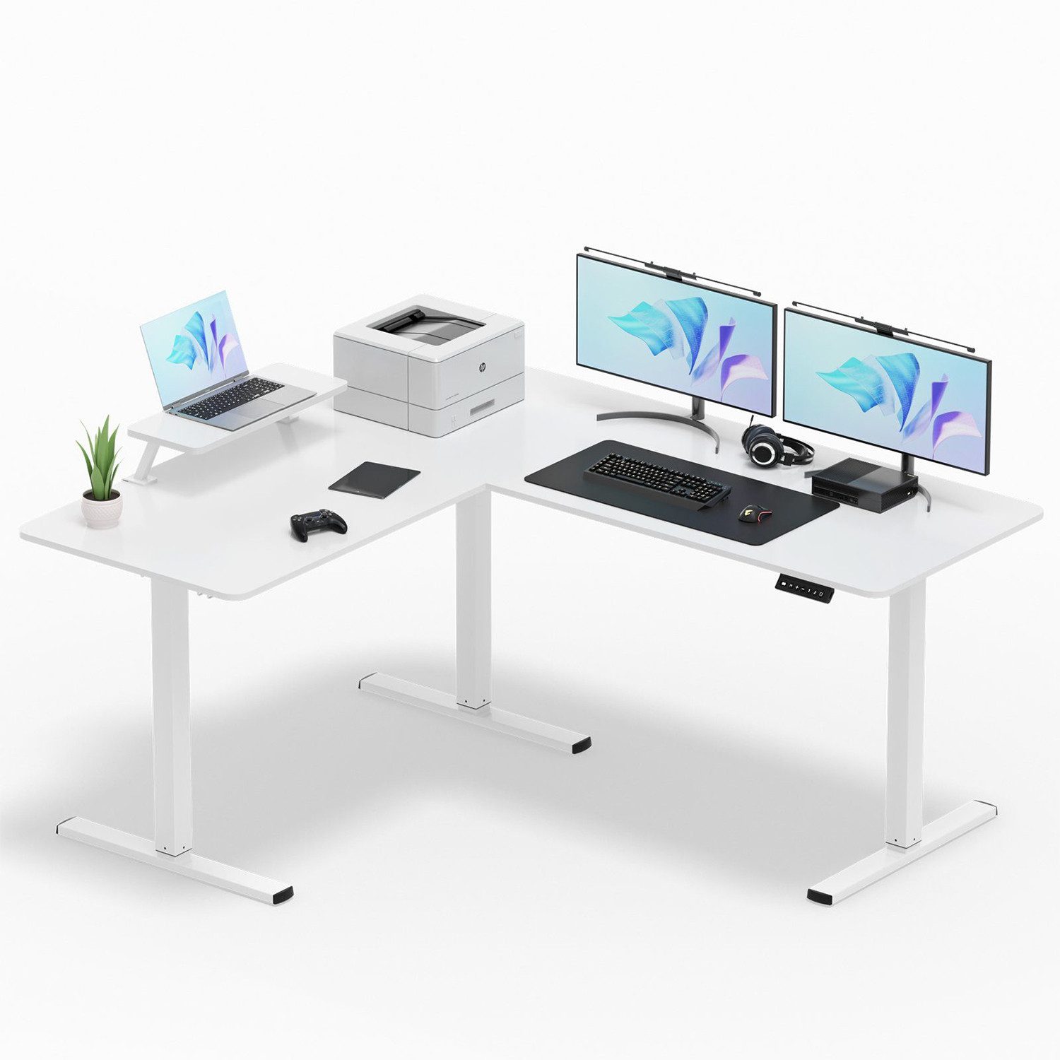 HOMALL Schreibtisch 160 x 140cm Eckschreibtisch Höhenverstellbarer Schreibt günstig online kaufen