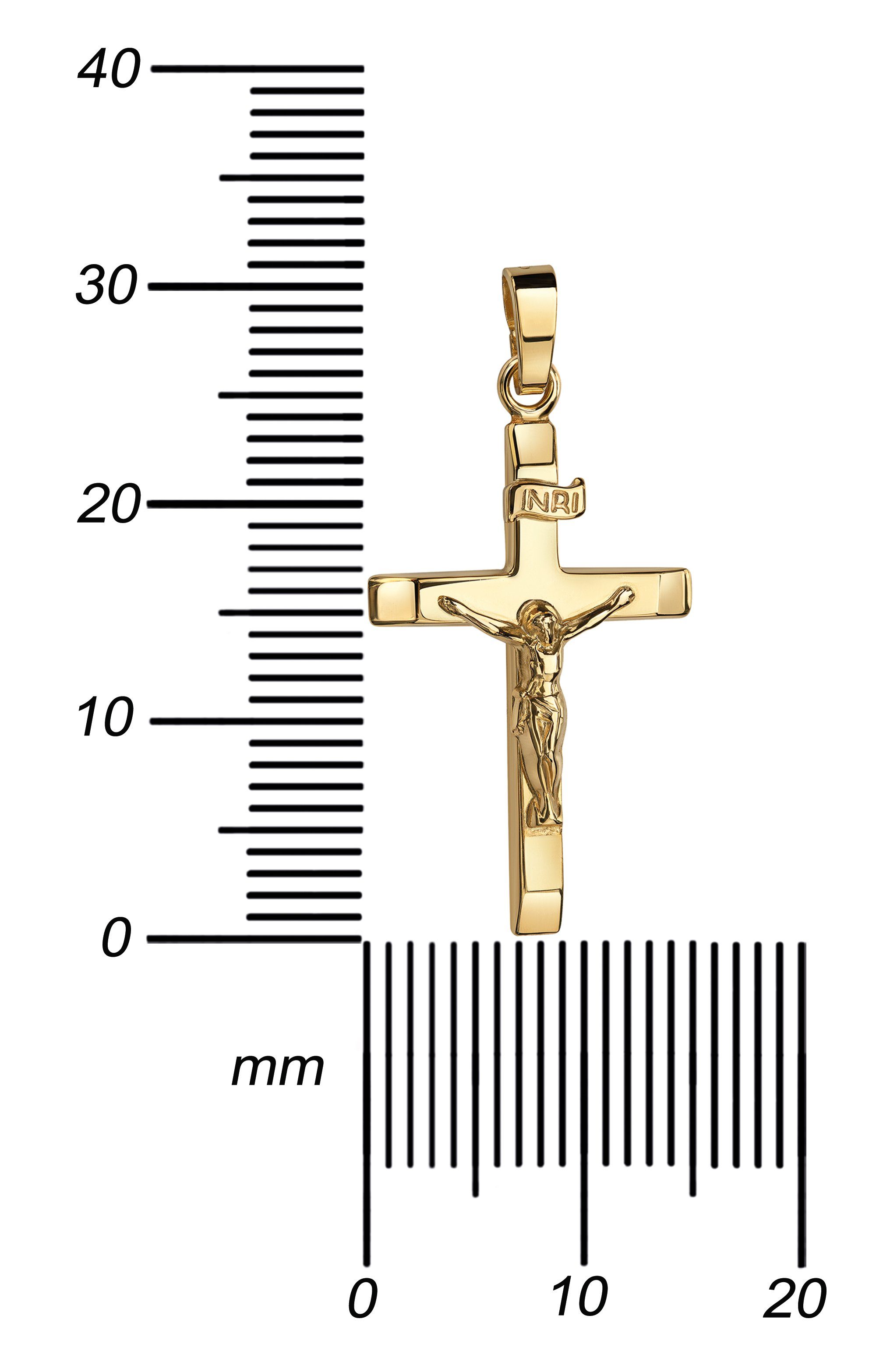 (Goldanhänger, Kreuz Gold wählbar Kreuzkette 585 Kruzifix 36 - Mit 70 Panzerkette Länge Anhänger für cm. Damen und Herren), vergoldet- JEVELION