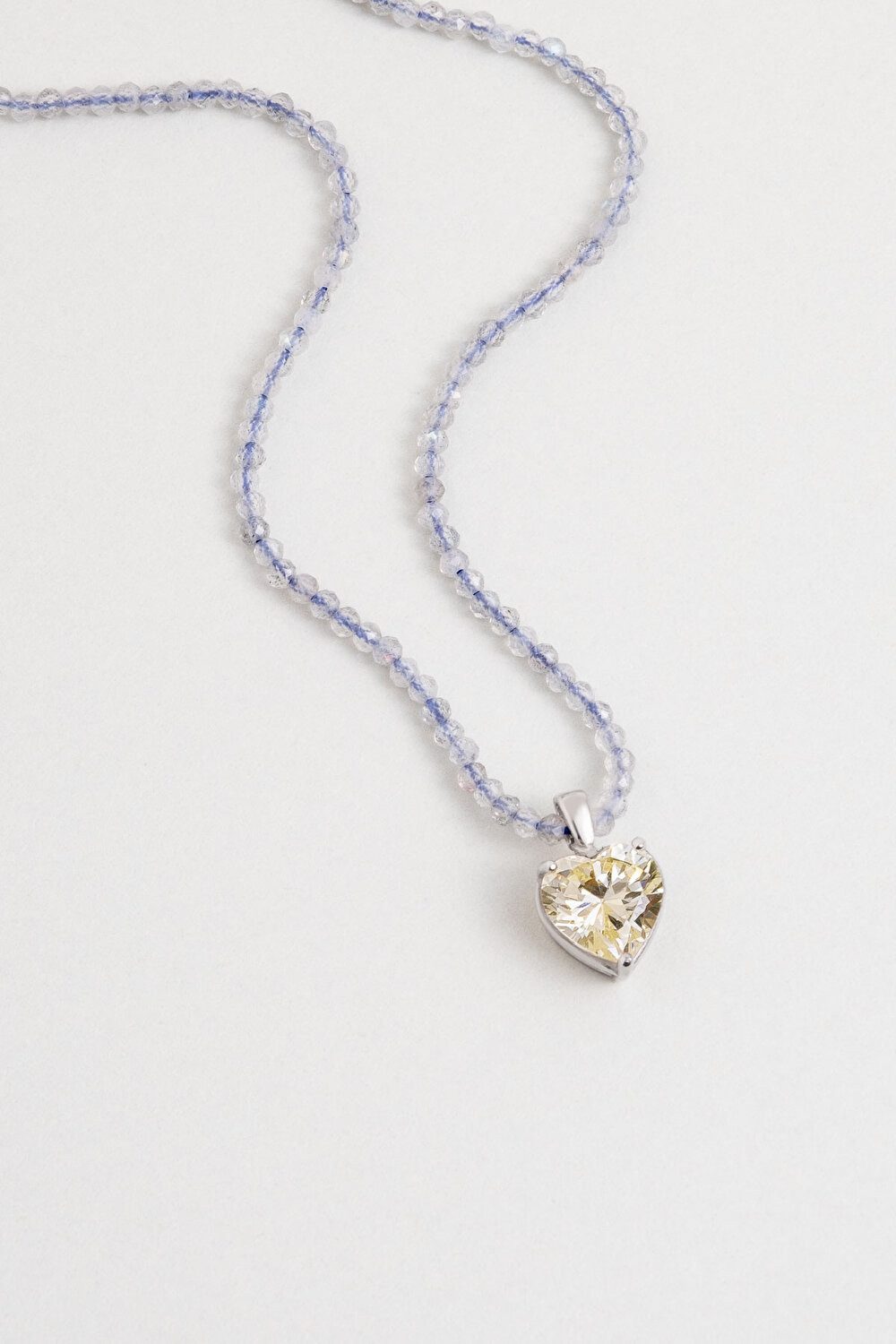 So CHIC... Collier Labradorit Herz 18K Weißgold 45 Cm Silber Halskette