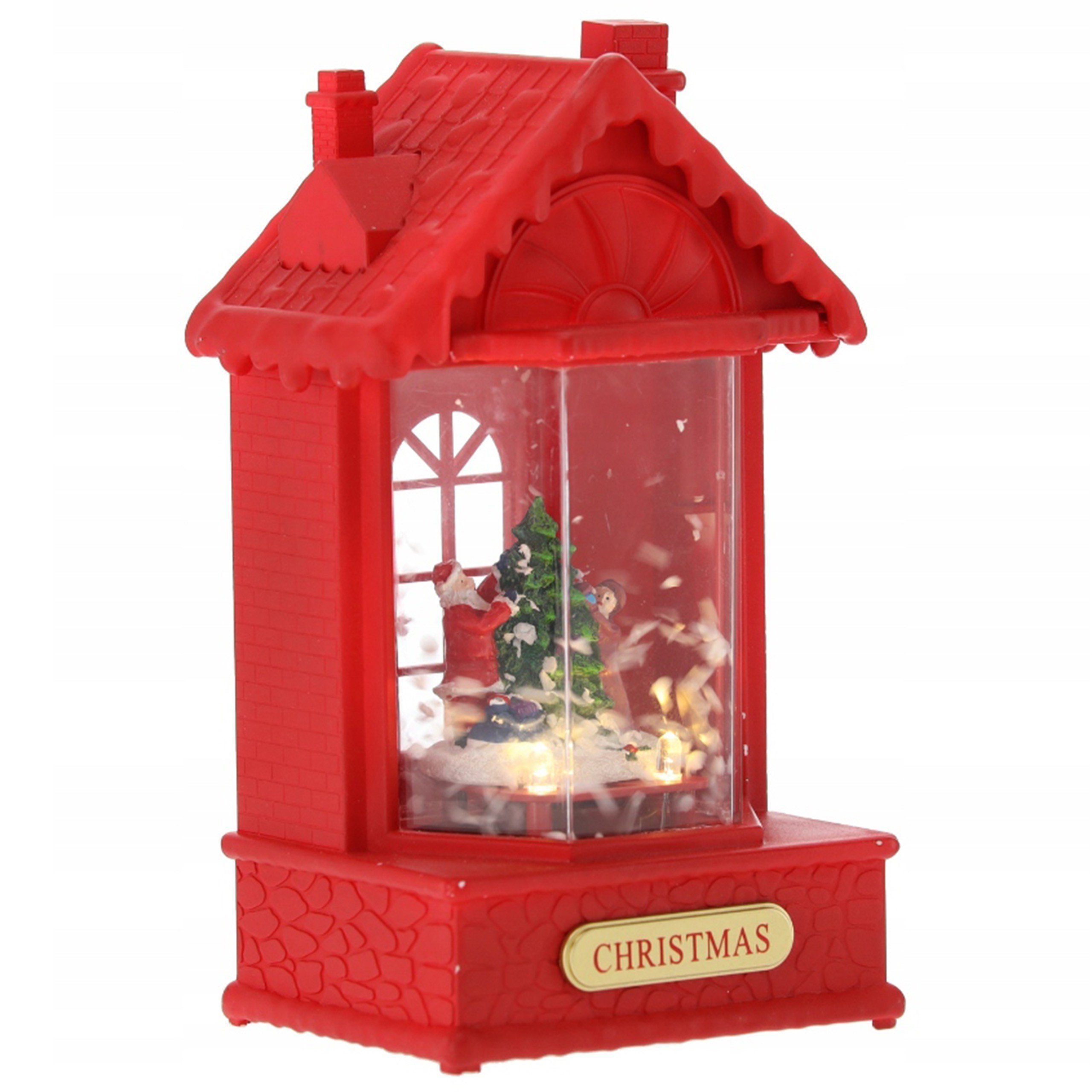 rotes Haus, Sarcia.eu Laterne Spieldose 12x9x19,5cm Weihnachts-LED-Laterne, LED