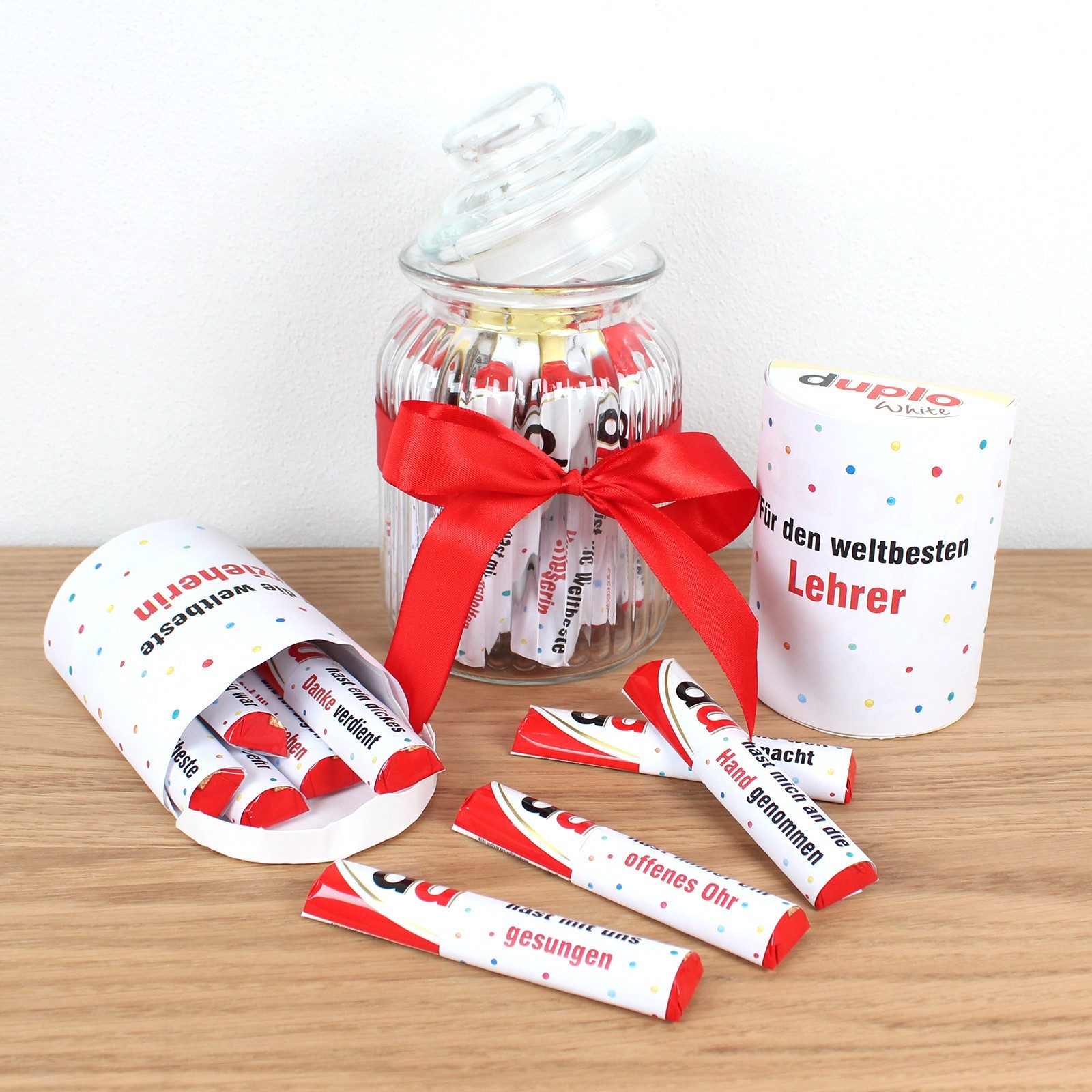 nikima Packpapier AUFKLEBER SET - Duplo Danke Abschiedsgeschenk Erzieher Erzieherin