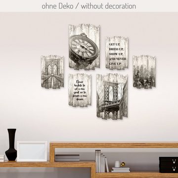 Kreative Feder Wandbild City, Shabby chic, 6-teiliges Wandbilder-Set aus Holz