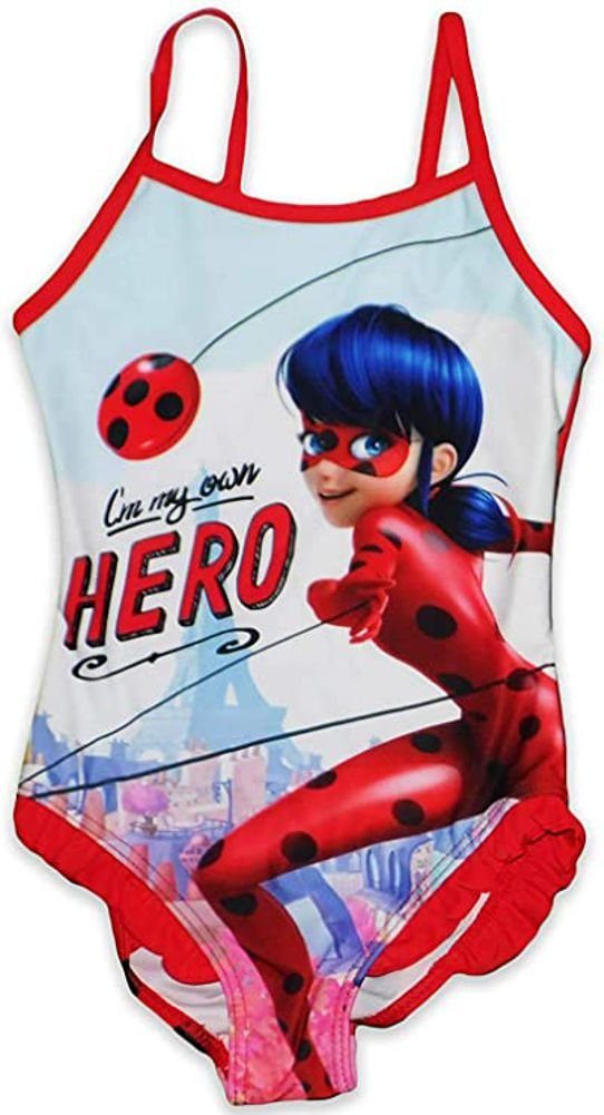 Miraculous - Ladybug Badeanzug Miraculous Badeanzug Mädchen Einteiler Schwimmanzug Ladybug Paris Kinder Bademode Gr. 104 110 116 für 4 5 6 Jahre