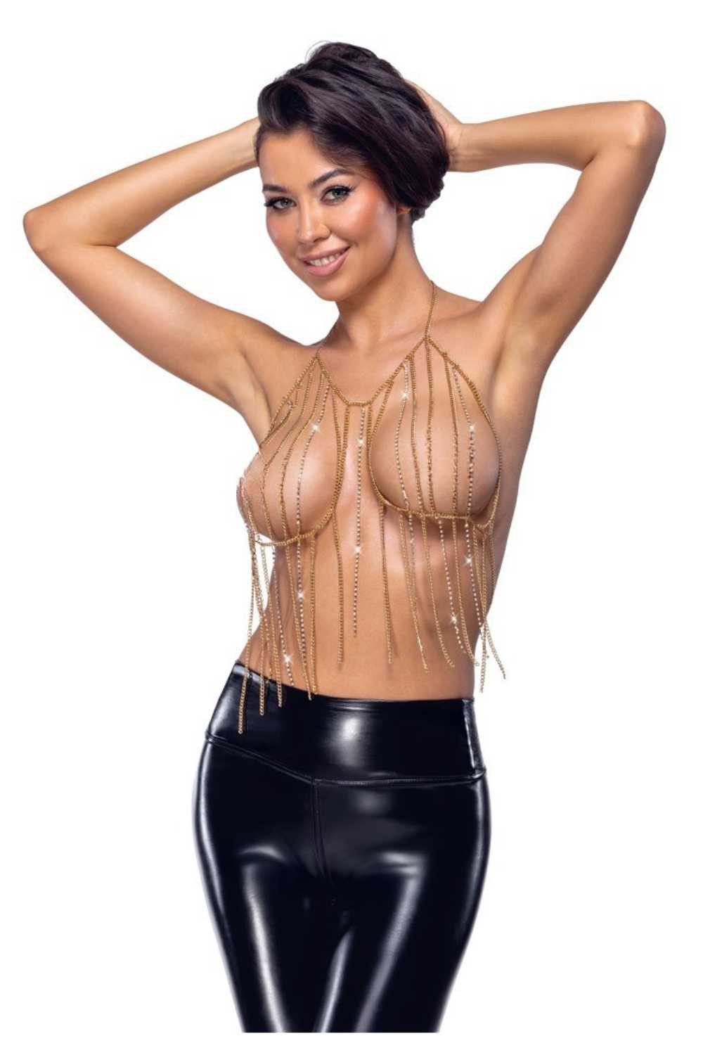 Cottelli ACCESSOIRES Crop-Top Ketten-Top goldfarben
