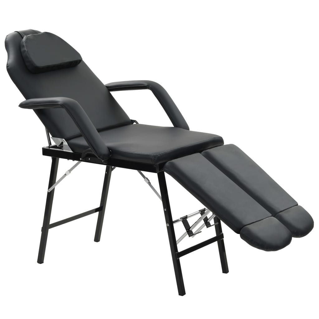vidaXL Stuhl, Tragbarer Kosmetikstuhl Kunstleder 185x78x76 cm Schwarz