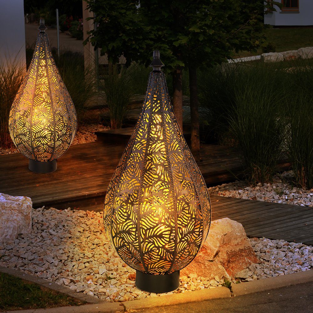 Dekolicht, 2x LED Solar Steck Erdspieß Leuchte Geflecht Garten