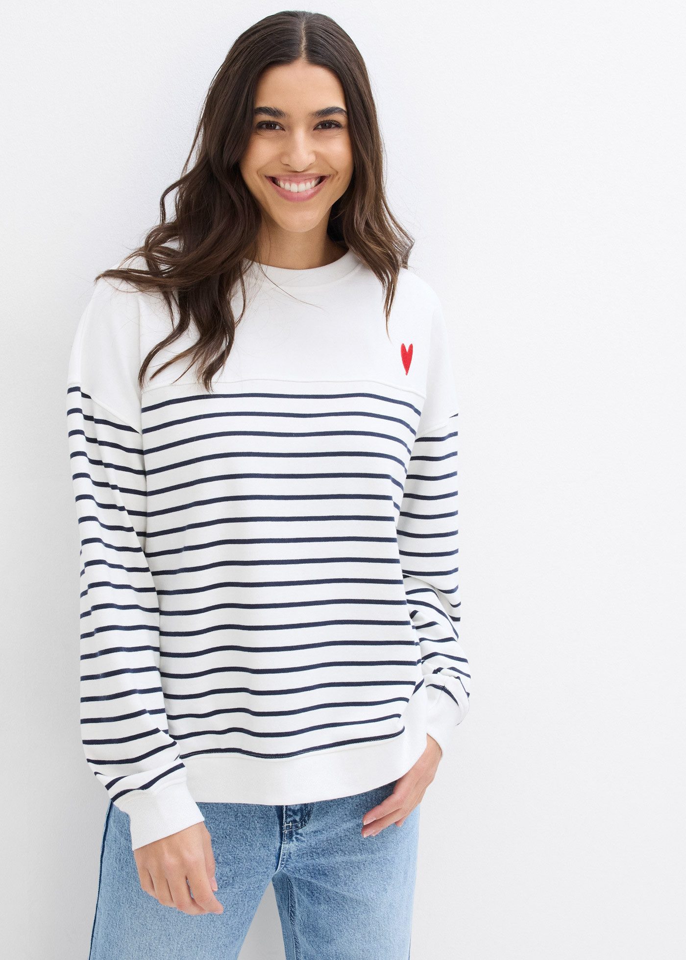 bonprix Sweatshirt Oversize Passform, gestreiftes Design im bretonischen St günstig online kaufen