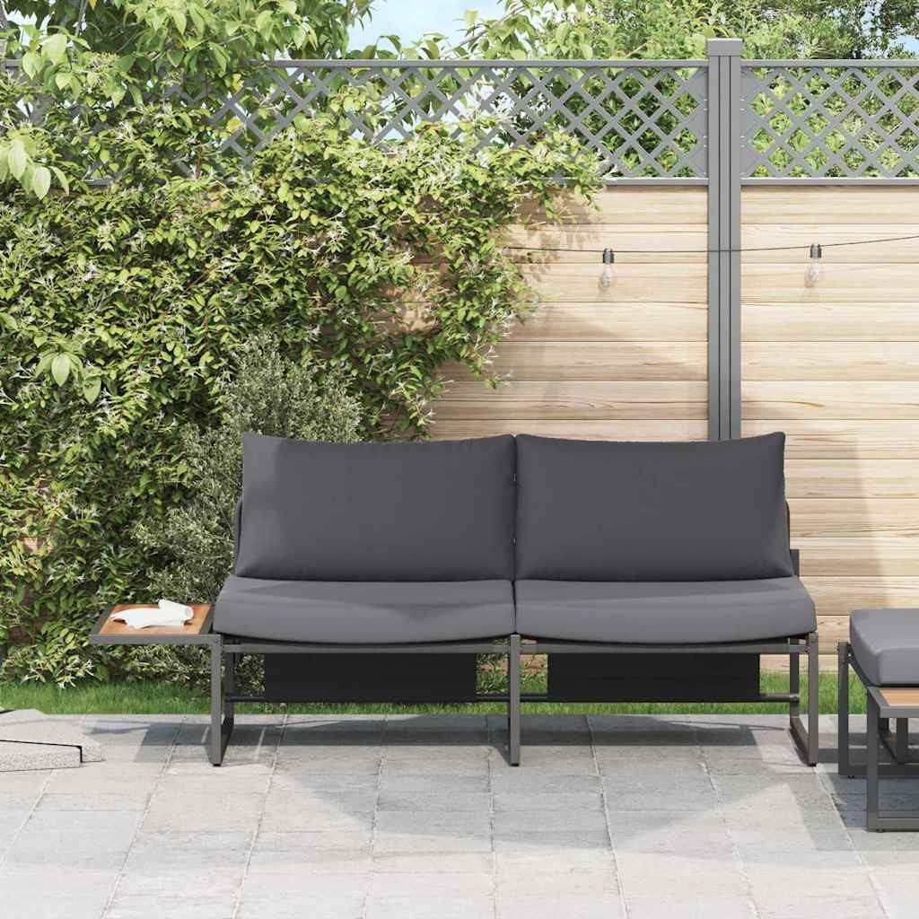 vidaXL Loungesofa Garten-Sofa mit Kissen Anthrazit 200,5 x 70 x 85,5 cm Stahl, 1 Teile