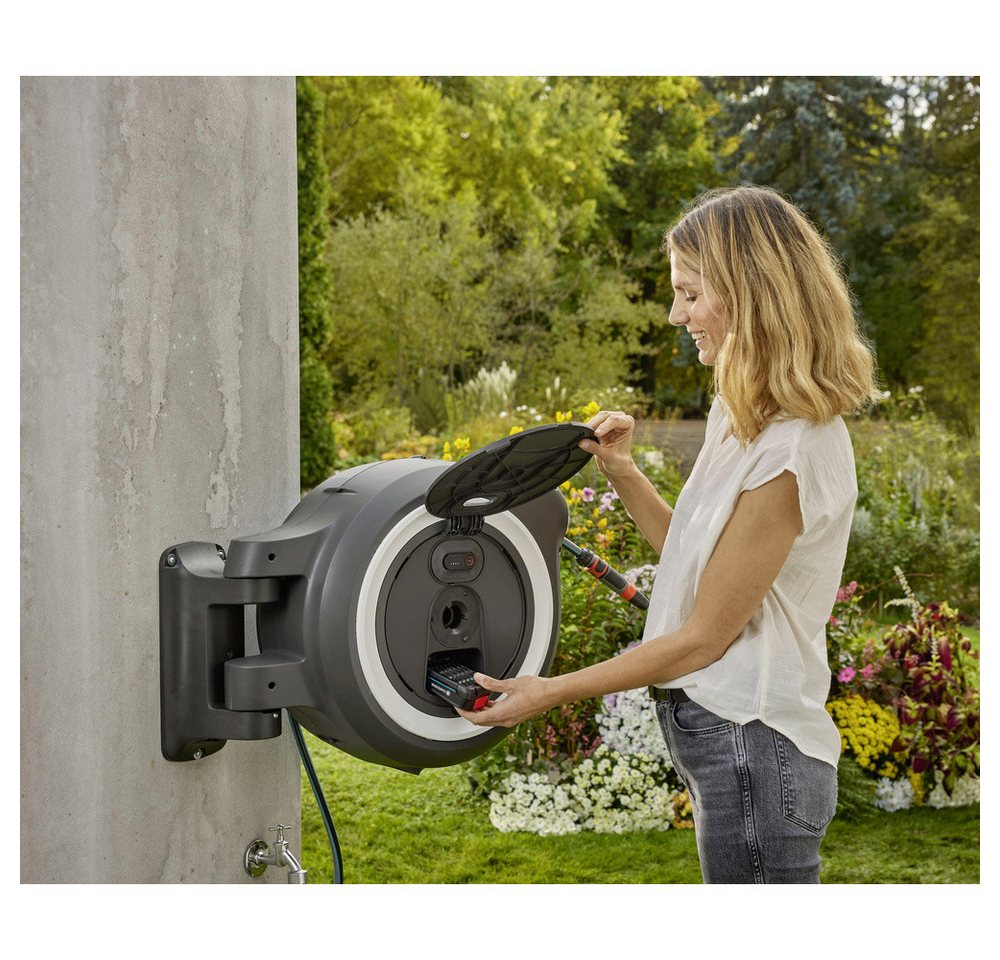 Thumbnail - GARDENA Gartenschlauch GARDENA Power Roll XL 18642-55 35 m 1 St. Grau-Weiß Akku-Wand-Schlau
