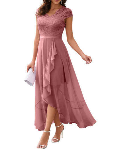 Orient Phoenix Partykleid Damen-Kleid mit V-Ausschnitt für Frauen,Sommerkleid,Maxikleid Abschlussball,Cocktailparty,Elegantes,Hochzeit,Blumenspitze