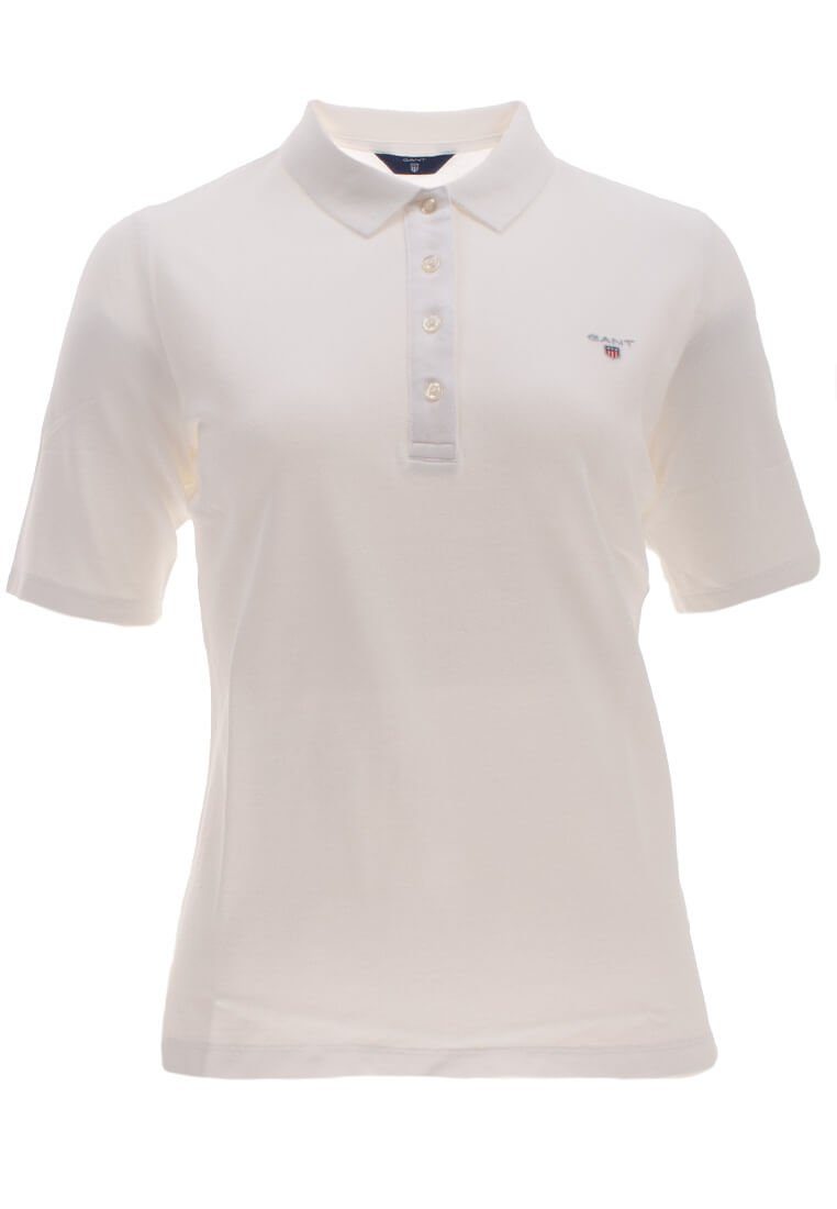 Neue Artikel dieser Saison! Gant Poloshirt Pique Baumwolle 402210 Poloshirt Damen Weiß(110) aus Unifarben Original The