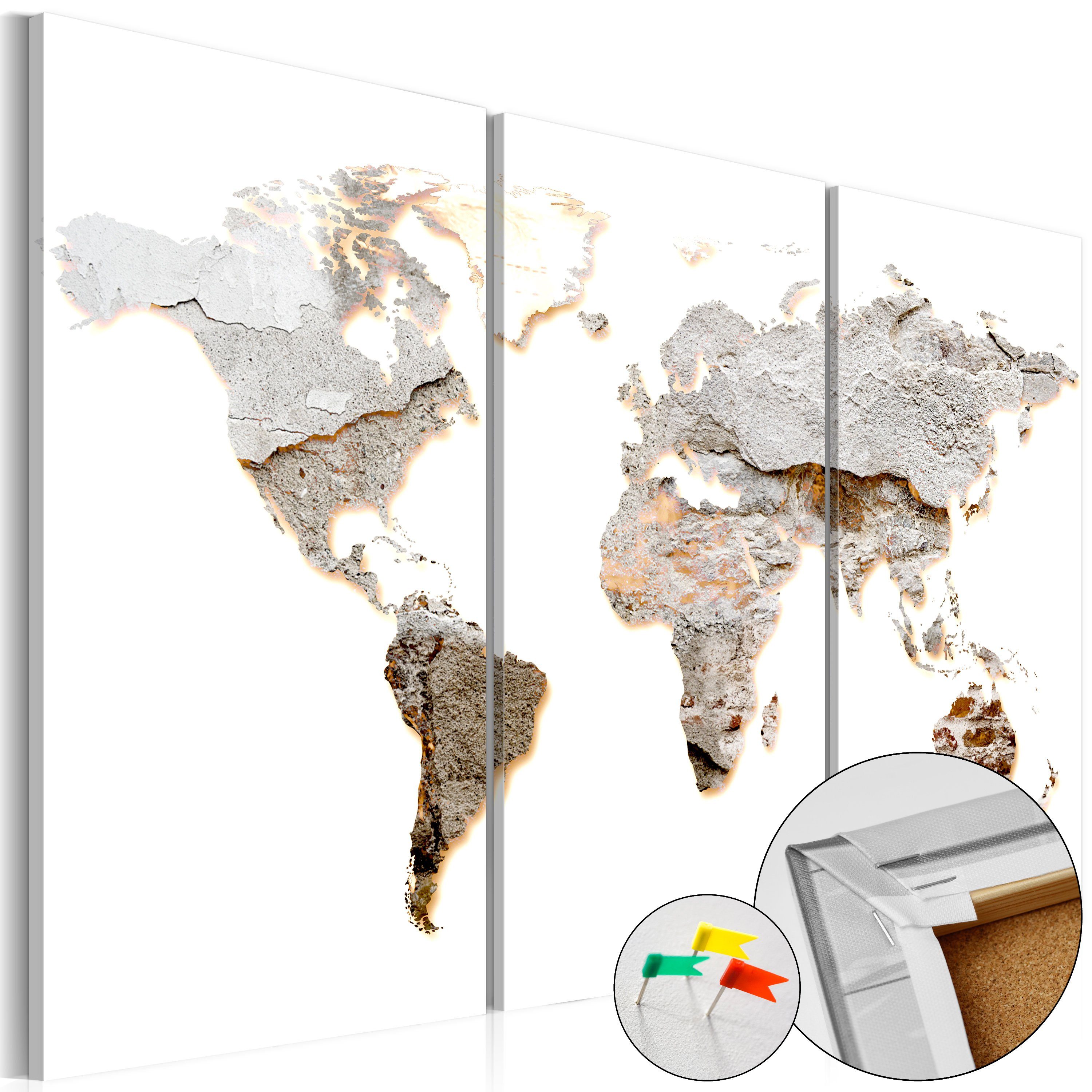 Artgeist Pinnwand Concrete Continents [Cork Map]