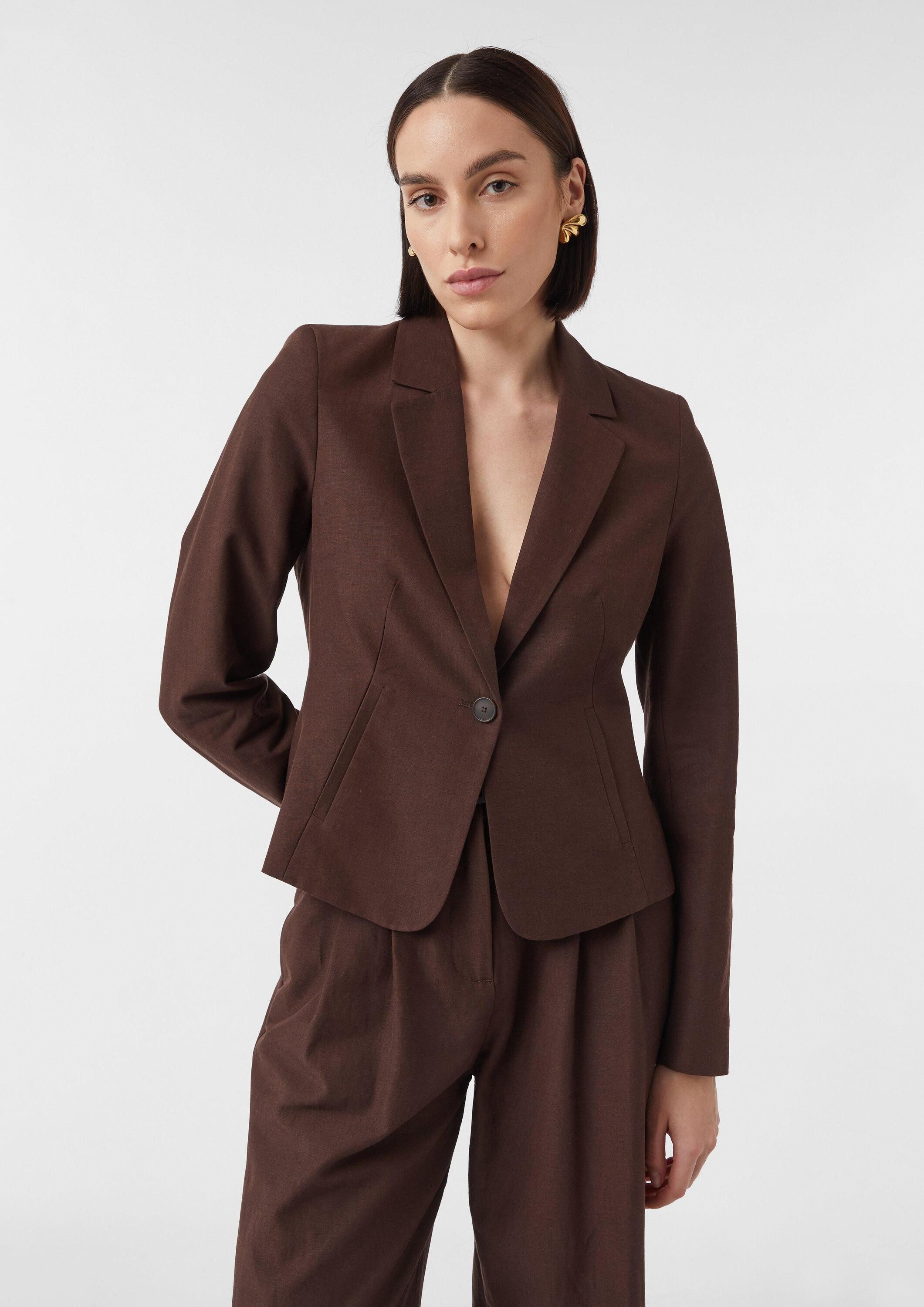 comma Jackenblazer Indoor-Blazer Taillierter Crop-Blazer aus Leinenmix, com günstig online kaufen