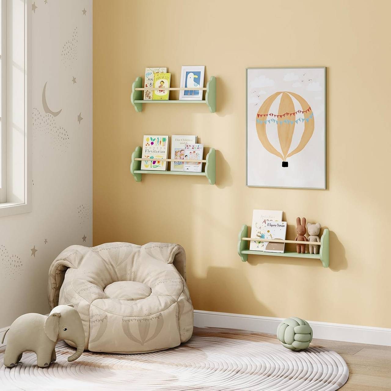 Woltu Kinderregal, 3-tlg., Kinderbücherregal Wandregal aus Kiefernholz MDF günstig online kaufen