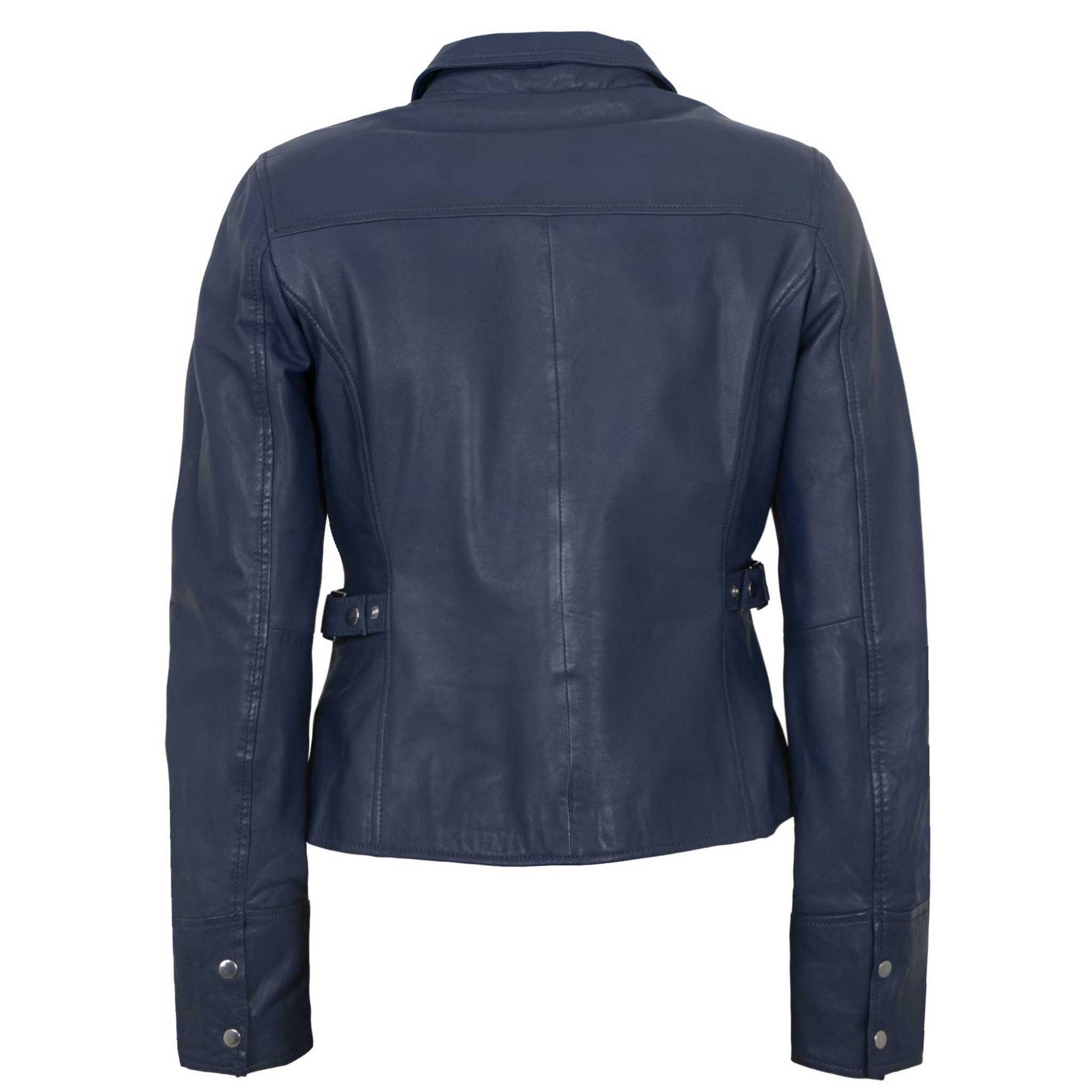 Jilani Lederjacke Alisa Jilani - Damen Lederjacke Lammnappa dunkelblau – Bild 4 von 5