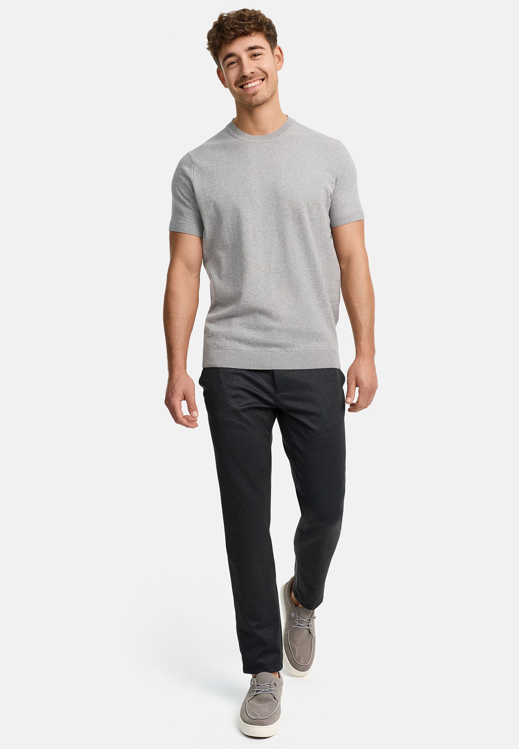 Indicode T-Shirt Herren INVasko Shirt Tee Herrenshirt T-Shirt Feinstrick mit Rippstricksaum
