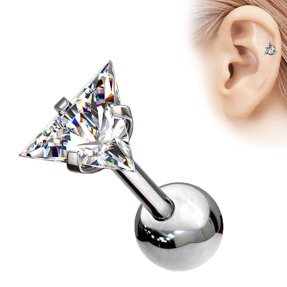 Taffstyle Piercing-Set Tragus Chirurgenstahl mit Dreieck Zirkonia Silber 1, günstig online kaufen