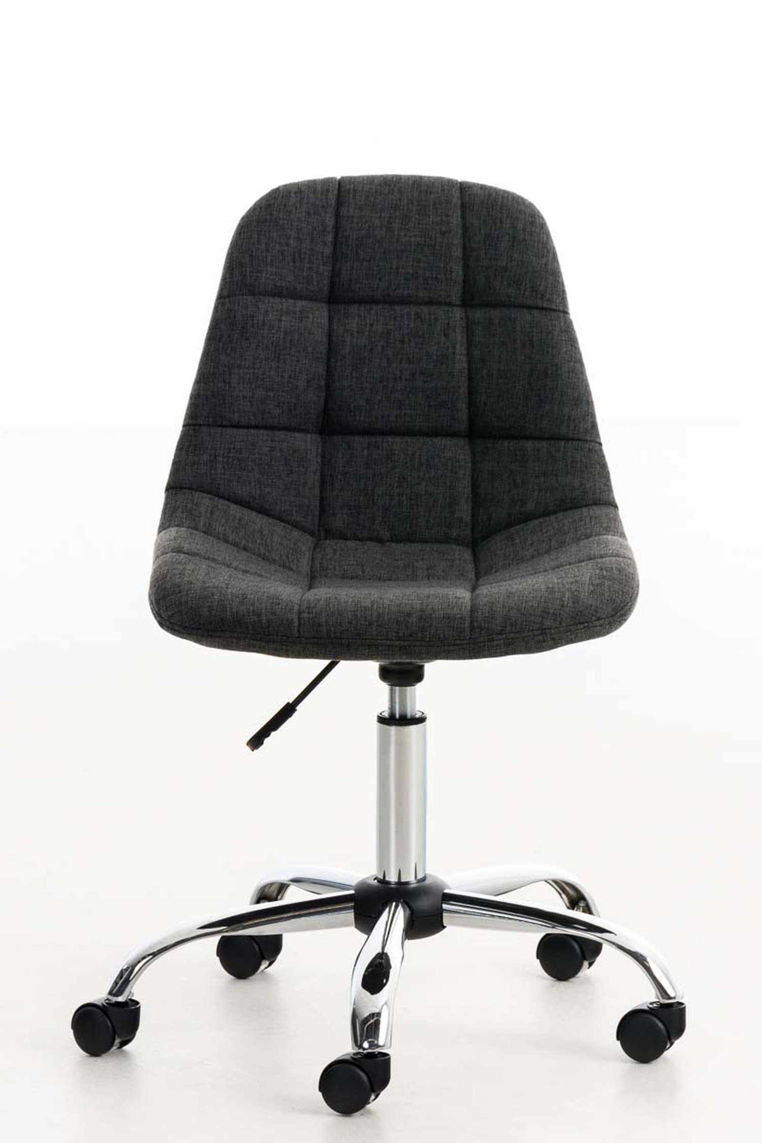 Stoff TPFLiving Sitzfläche: mit drehbar 360° Gestell: Chefsessel, (Schreibtischstuhl, - Drehstuhl, Bürostuhl bequemer Rückenlehne Konferenzstuhl), - Metall Emily dunkelgrau chrom höhenverstellbar und