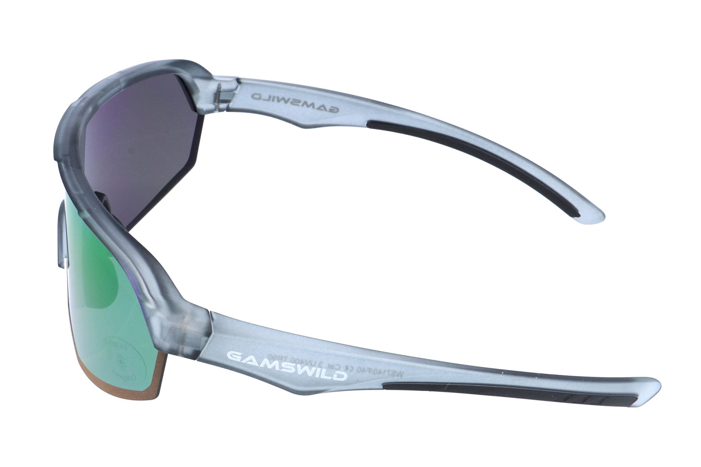 Gamswild Sportbrille UV400 Sonnenbrille Skibrille Fahrradbrille extra große Scheibe Damen, Herren Modell WS7140 in, orange, hellblau, grau