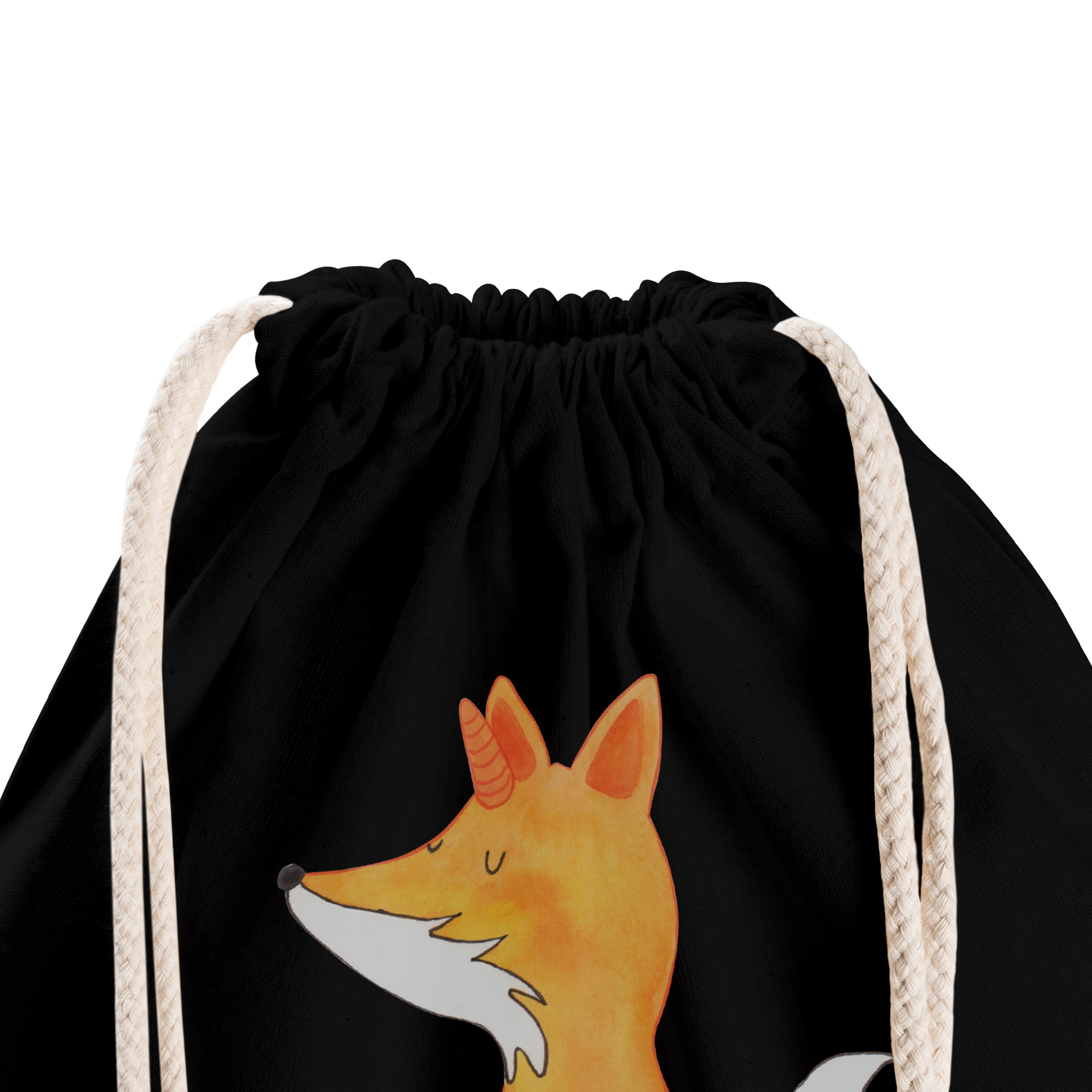 Mr. & Foxycorn, - Sporttasche Geschenk, Füchse, - Mrs. Panda (1-tlg) Schwarz Fuchshörnchen Einhorn Wunsch