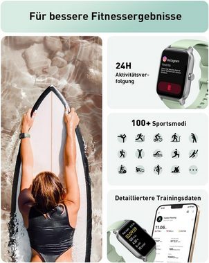 GYDOM Smartwatch Damen mit Telefonfunktion Alexa Integriert Smartwatch (1.8 Zoll, Andriod iOS), 100+ Sportmodi, Pulsmesser, SpO2, Stressmessung, Schlafmonitor - IP68