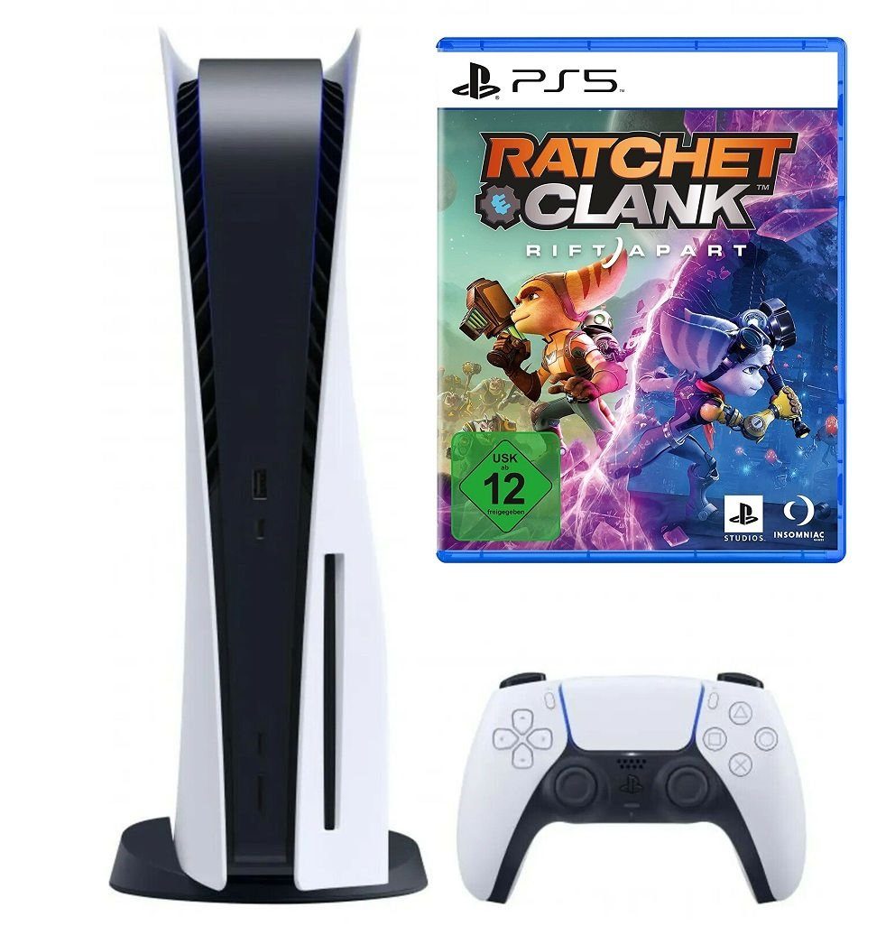 Playstation Sony PS5 Konsole Disk Laufwerk + Ratchet & Clank: Rift Apart,  Blu-ray Disc Version - Playstation Bundle Set