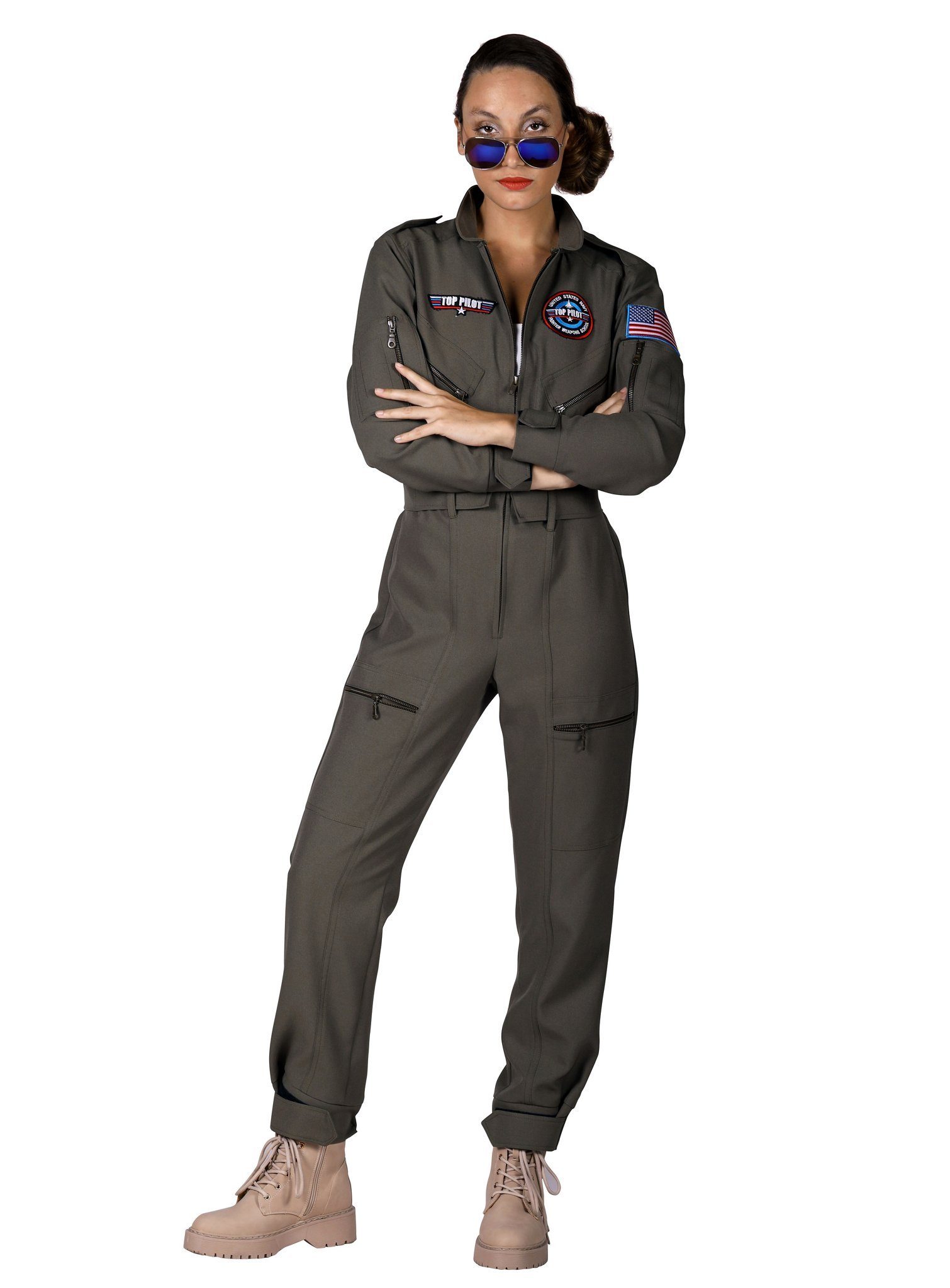 thetru Kostüm Top Pilot Fliegeroverall für Frauen, Pilotenkostüm für Damen im Stil des Blockbuster Kinofilms