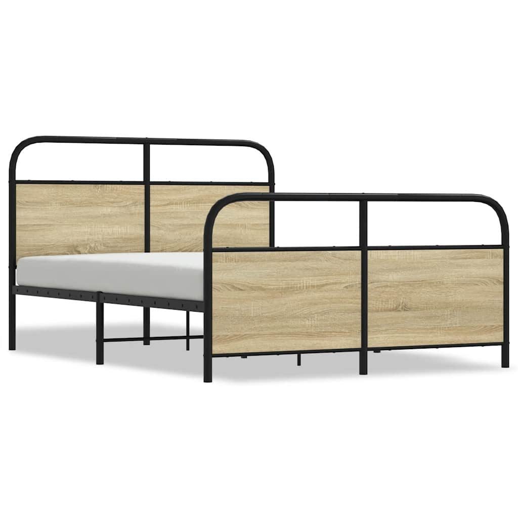 vidaXL Bett Metallbett ohne Matratze Sonoma-Eiche günstig online kaufen