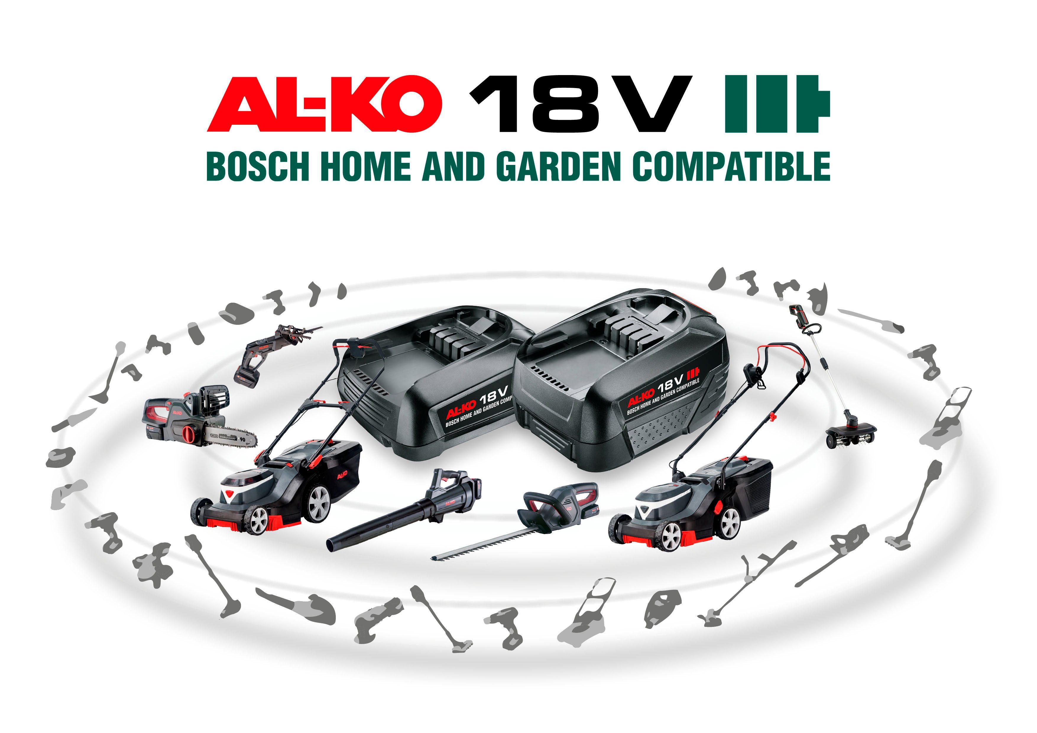 AL-KO Teleskop-Heckenschere 18 V BOSCH HOME AND GARDEN COMPATIBLE HTA 1845, (Set), inkl. Akku und Ladegerät