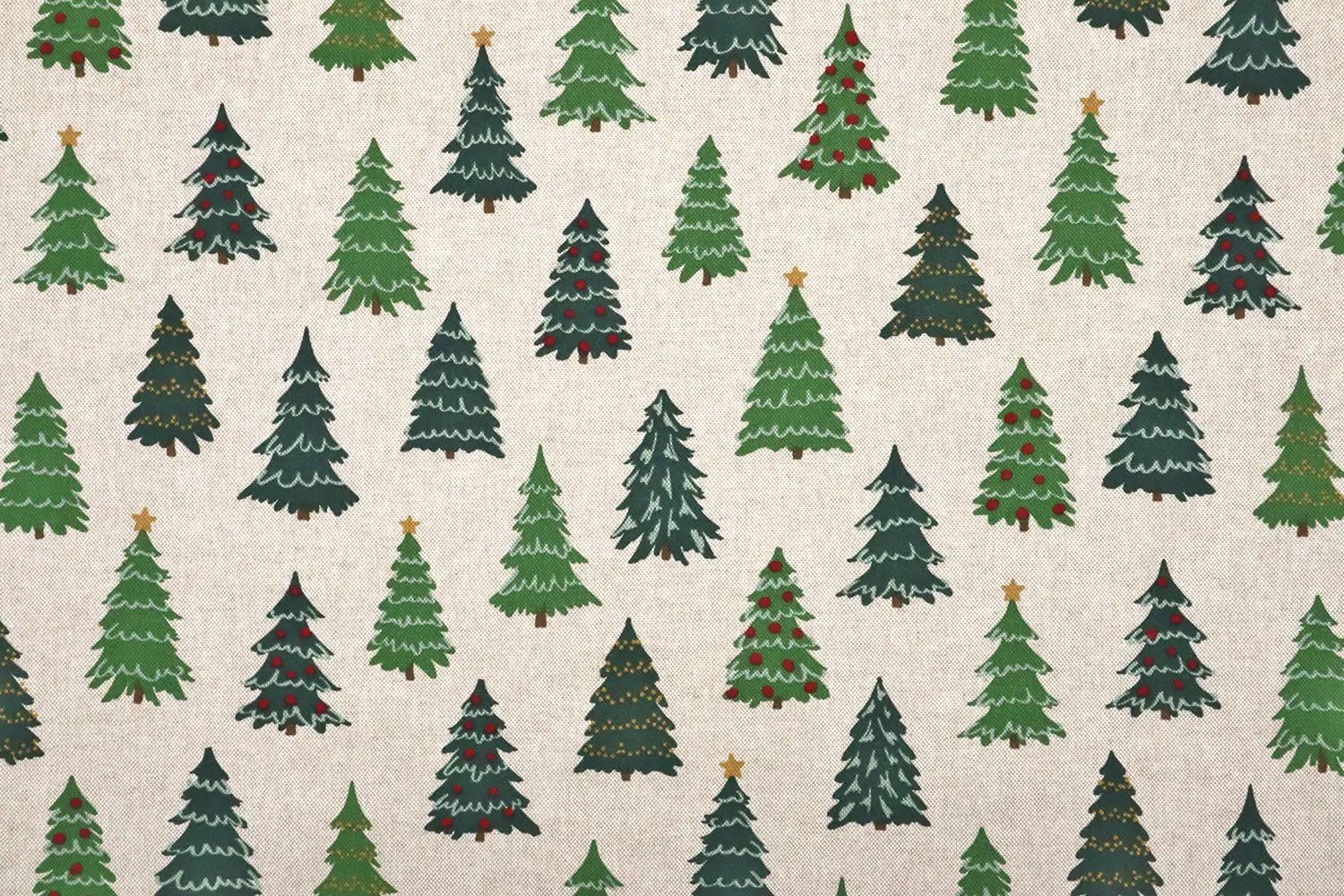Stofferia Stoff Dekostoff Leinenoptik Weihnachten Tannenbaum Grün, Meterware