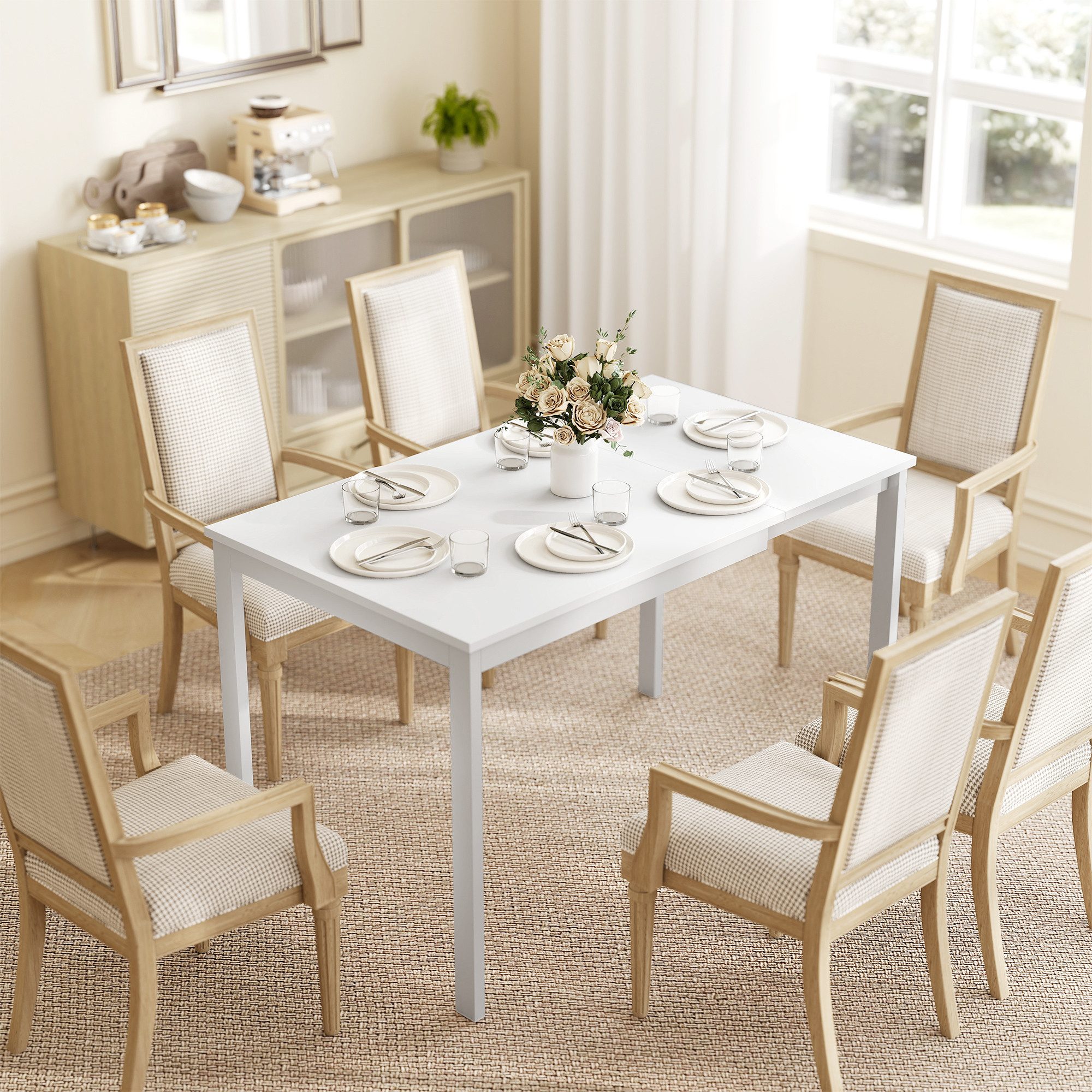 HOMCOM Esstisch Esszimmertisch für Küche (1 Tisch, 1-St., 1 Tisch), Ausziehbar von 80 auf 120 cm, platzsparend, stabil