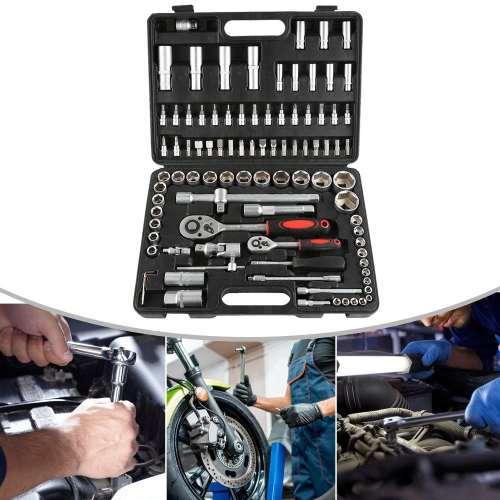 Werkzeugset 98-teiliges Steckschlüssel-Set, Ratschenschlüssel-Set