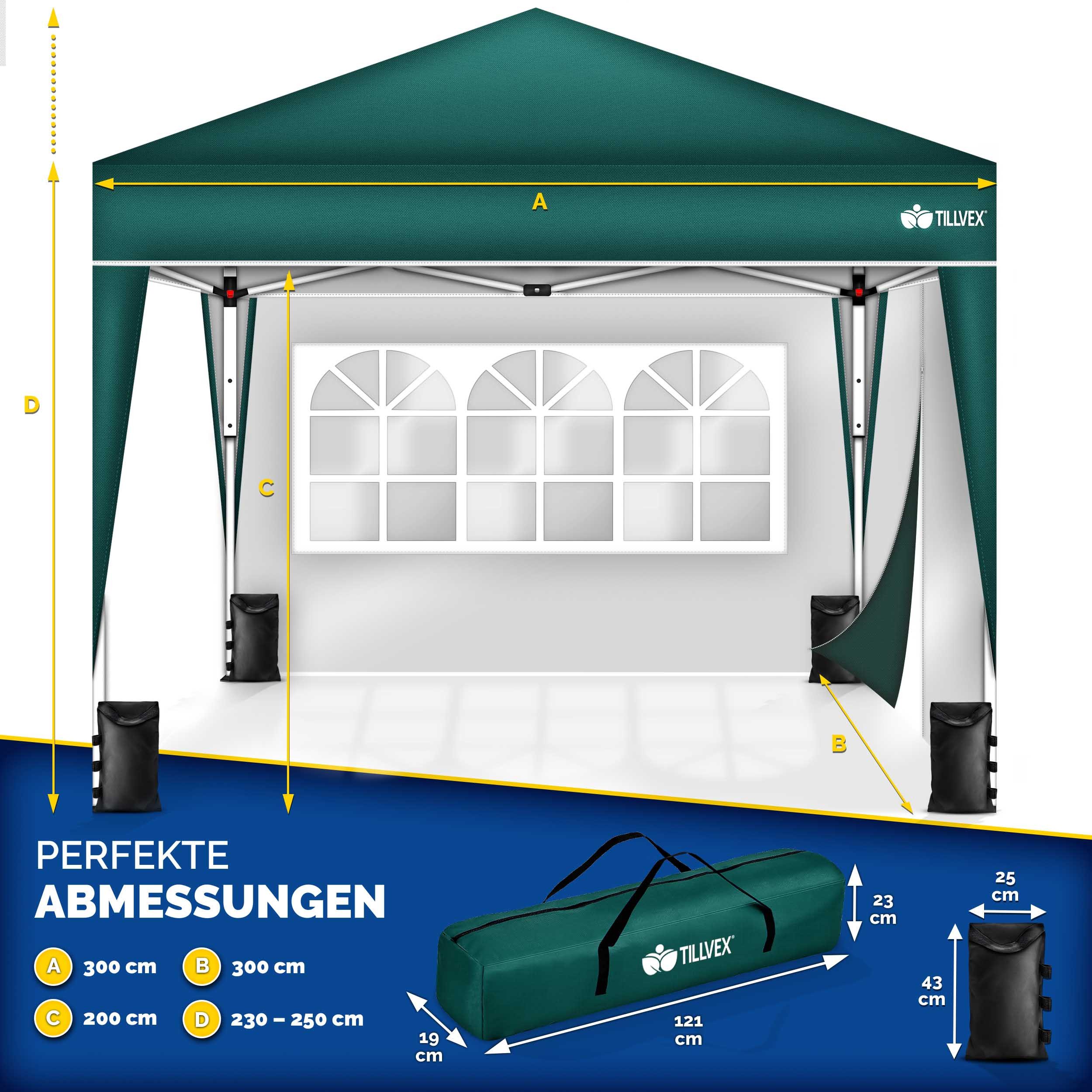 tillvex Faltpavillon tillvex® Pavillon 3x3m Wasserdicht günstig online kaufen