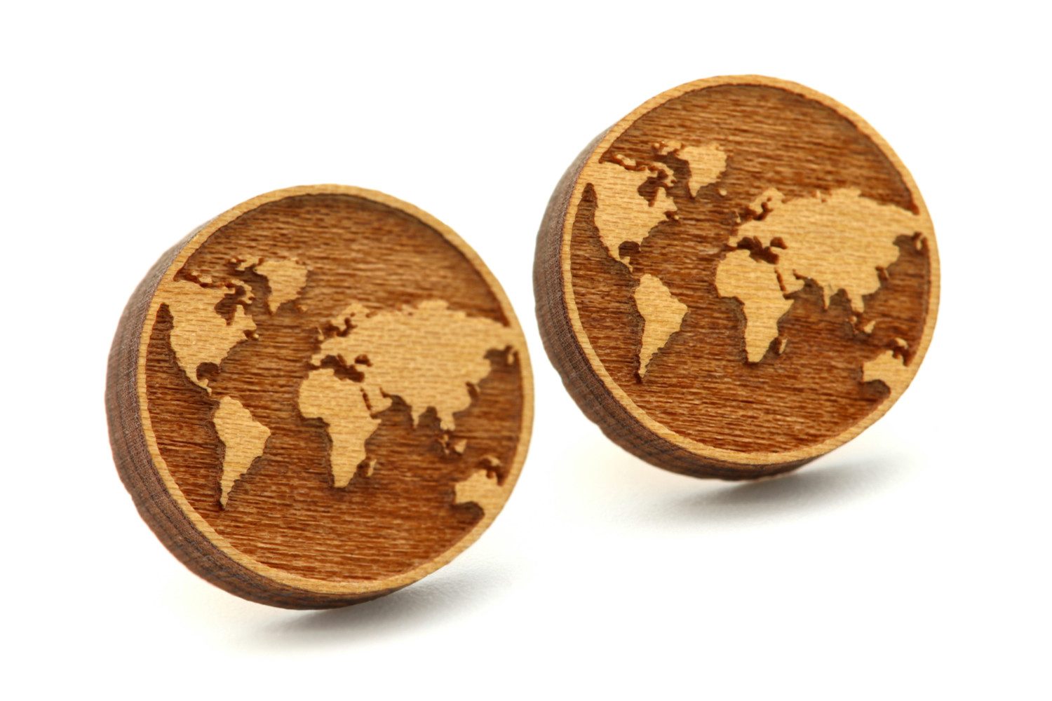 NaturSchatulle Paar Ohrstecker Weltkugel (Gravur Weltkugel, Erde, Holzohrri günstig online kaufen