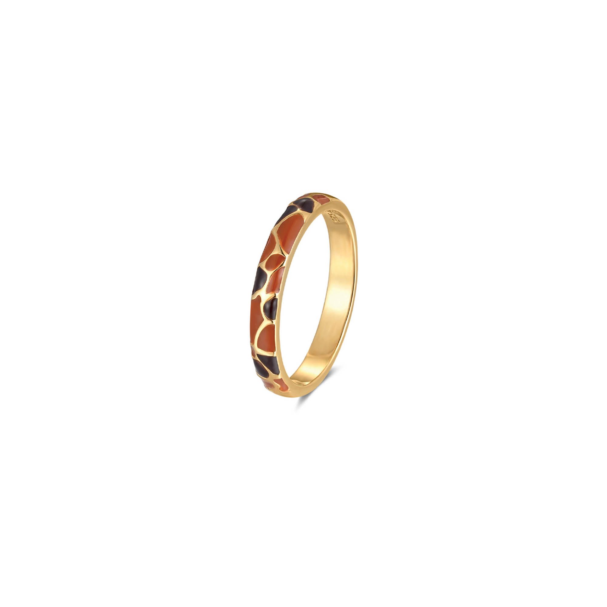 Seinerzeit FLORA & FAUNA Silberring Zuri Giraffen Ring (1-tlg), Material: 925 Sterling Silber, vergoldet, geschwärzt mit Emaille