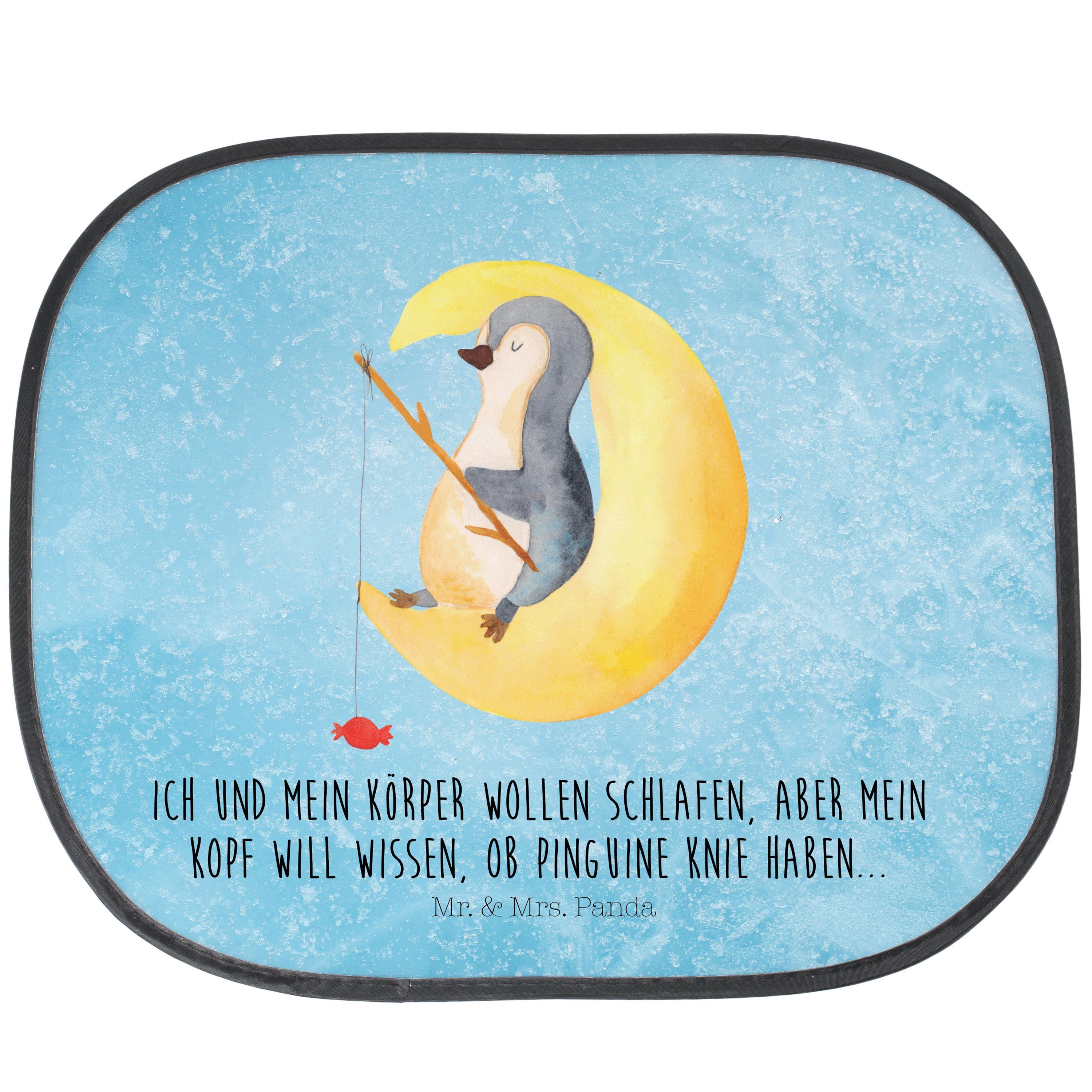 Sonnenschutz Pinguin Mond - Eisblau - Geschenk, Sonnenblende, Einschlafen, Sonnens, Mr. & Mrs. Panda, Seidenmatt