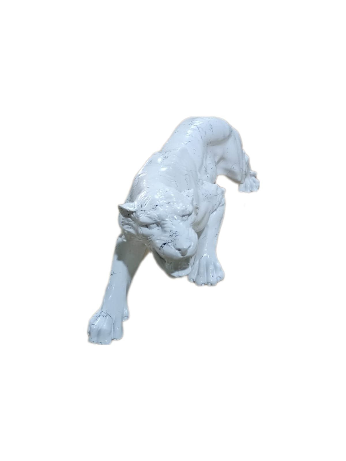 moebel17 Dekofigur Skulptur Panter Weiß Marmoroptik, Dekofigur aus Polyresin