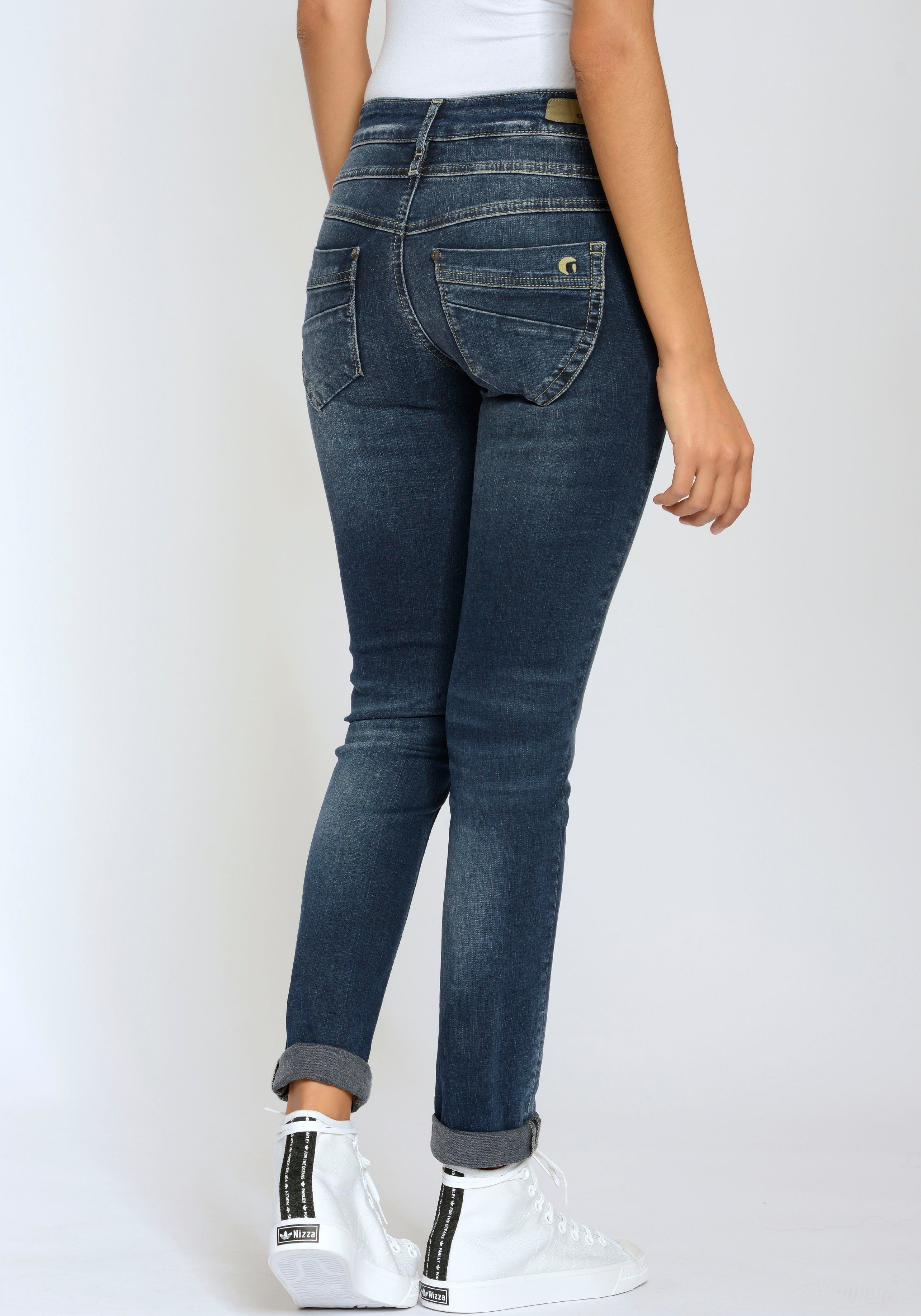 GANG Skinny-fit-Jeans blue) 3-Knopf-Verschluss Wash 94MORA Dark mit vorne Heavy (dark und Passe