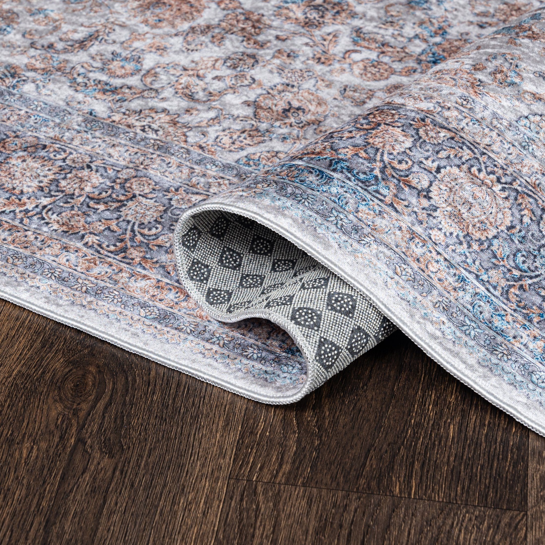 Orientteppich Orientalisch Vintage Grau in Traditioneller Teppich Kurflor, / Waschbar Höhe 80 Orient Teppich, Rutschfest 5 Mazovia, cm, 9311 x 150 mm, Waschmaschine